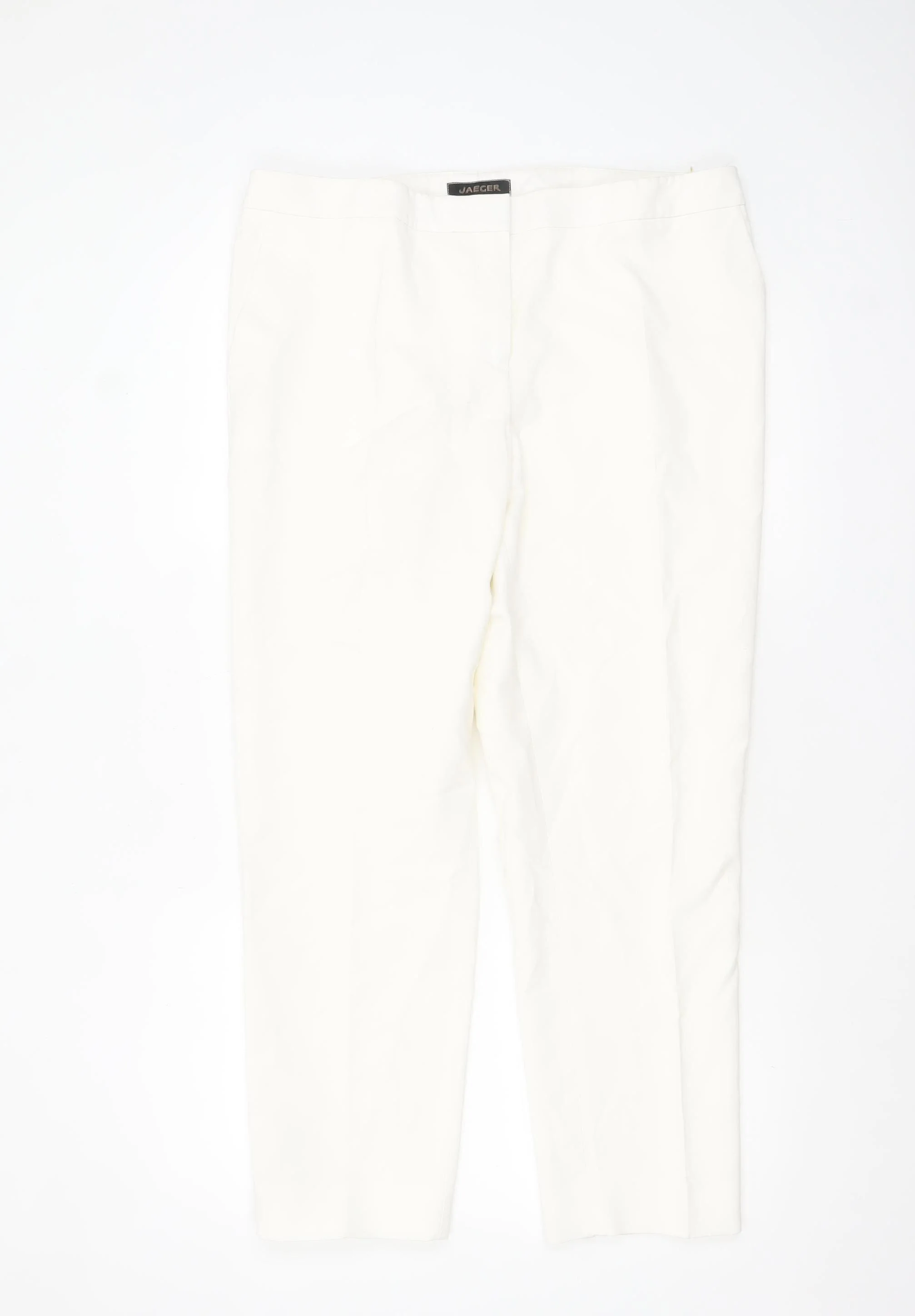 Jaeger Women Ivory Viscose Stretch Straight Trousers UK16
