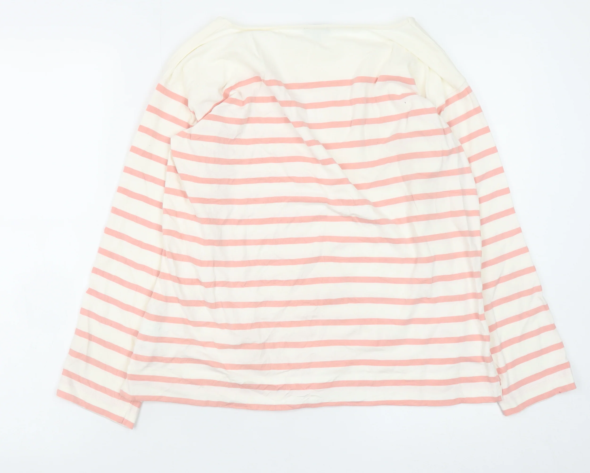 Jaeger Women Pink Striped Long Sleeve Boat Neck Cotton Top M - Image 3