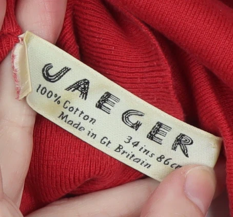 Jaeger Women Red Roll Neck Cotton Jumper Size 10 - Image 4