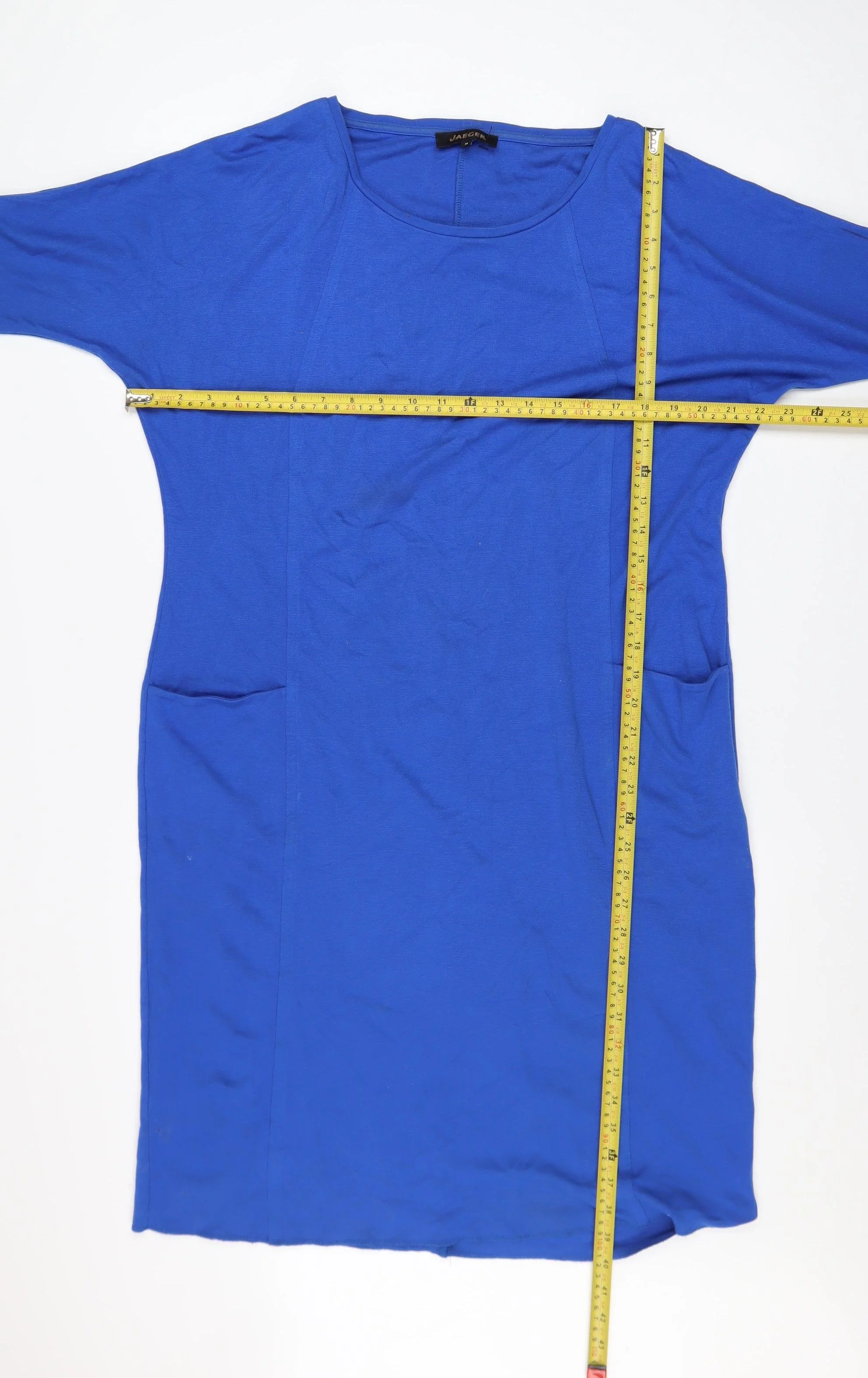 Jaeger Women’s Blue Shift Dress Size M 3/4 Sleeve Viscose Blend - Image 2