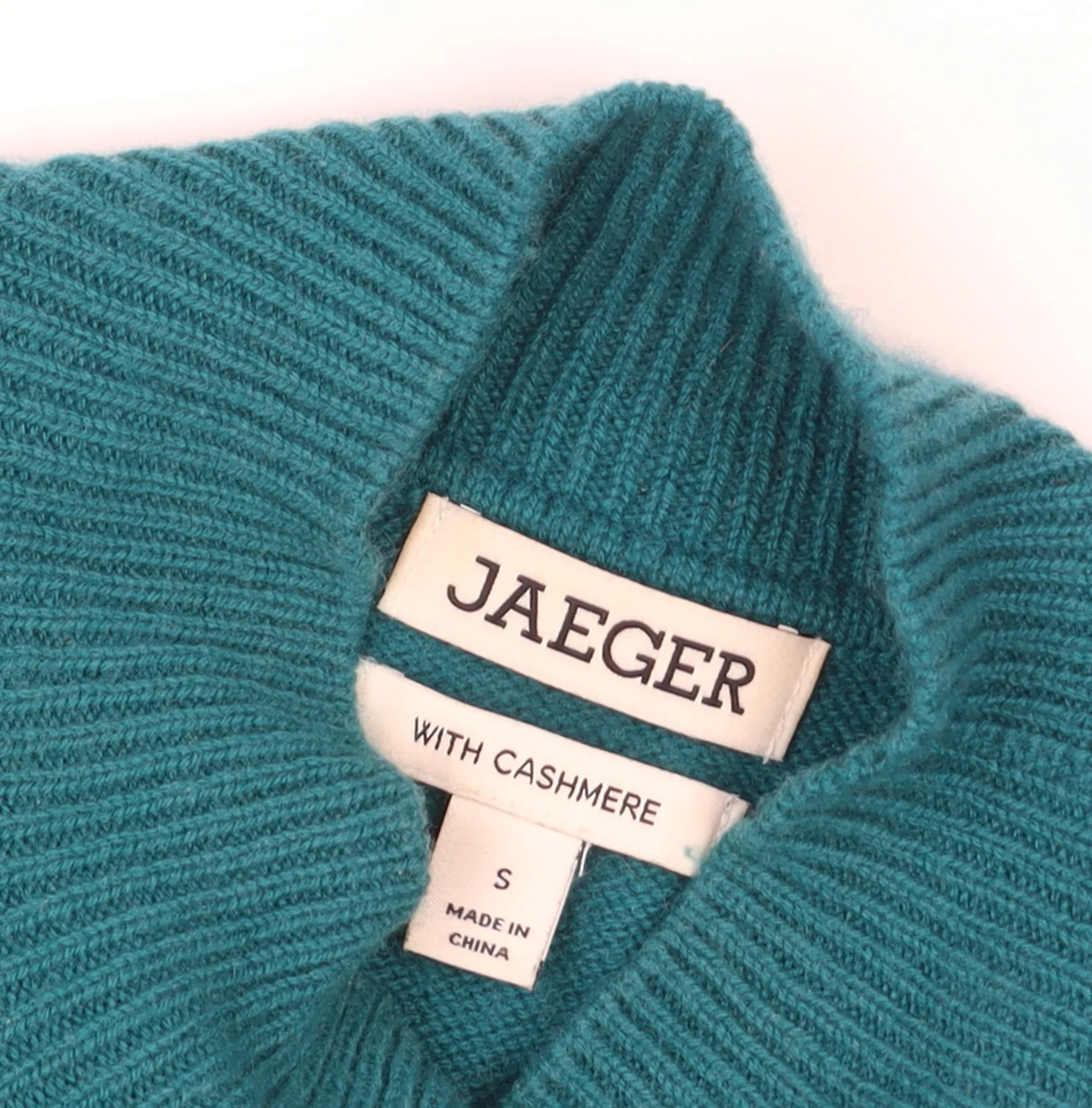 Jaeger Women’s Green Wool Cashmere Mock Neck Jumper Size S - Image 6