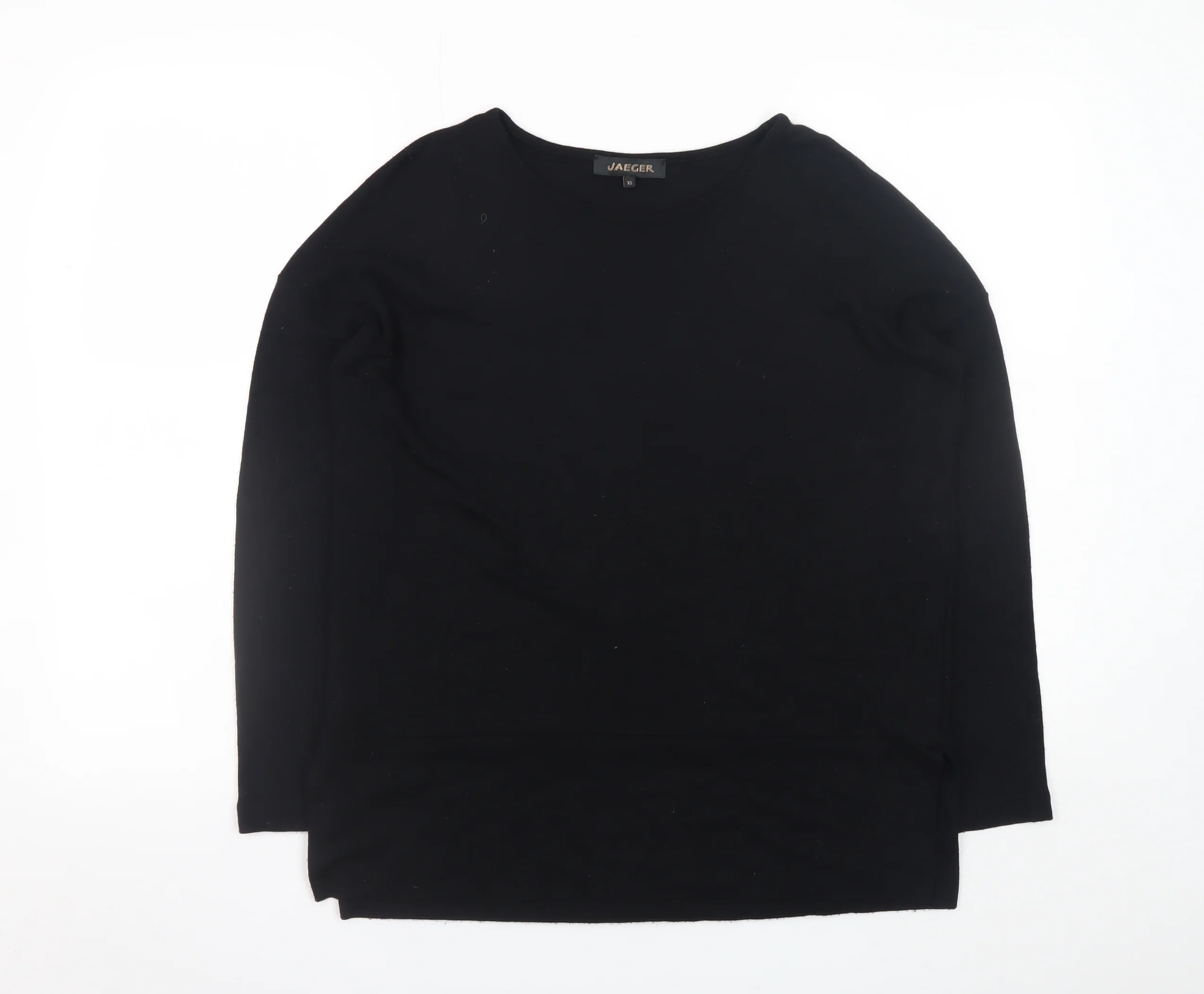 Jaeger Womens Black Long Sleeve Basic Crew Neck Jersey Top XS