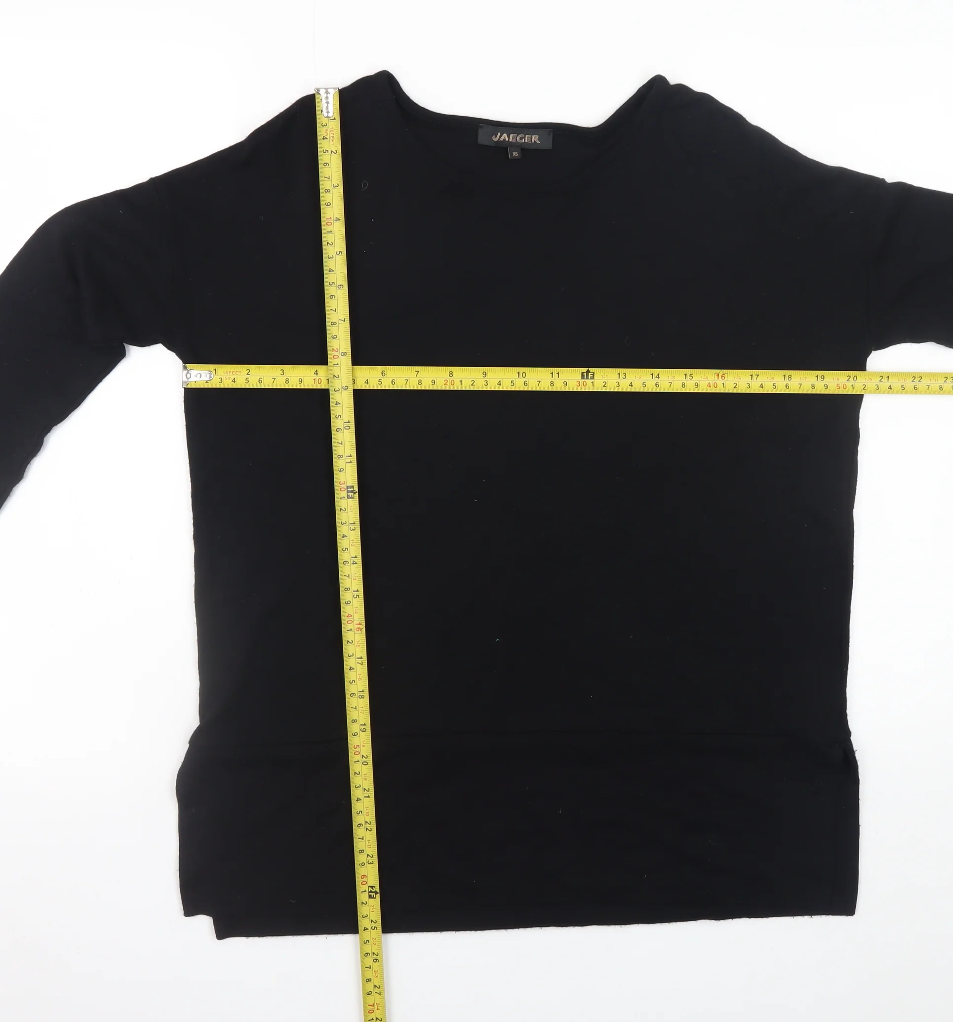 Jaeger Womens Black Long Sleeve Basic Crew Neck Jersey Top XS - Image 2
