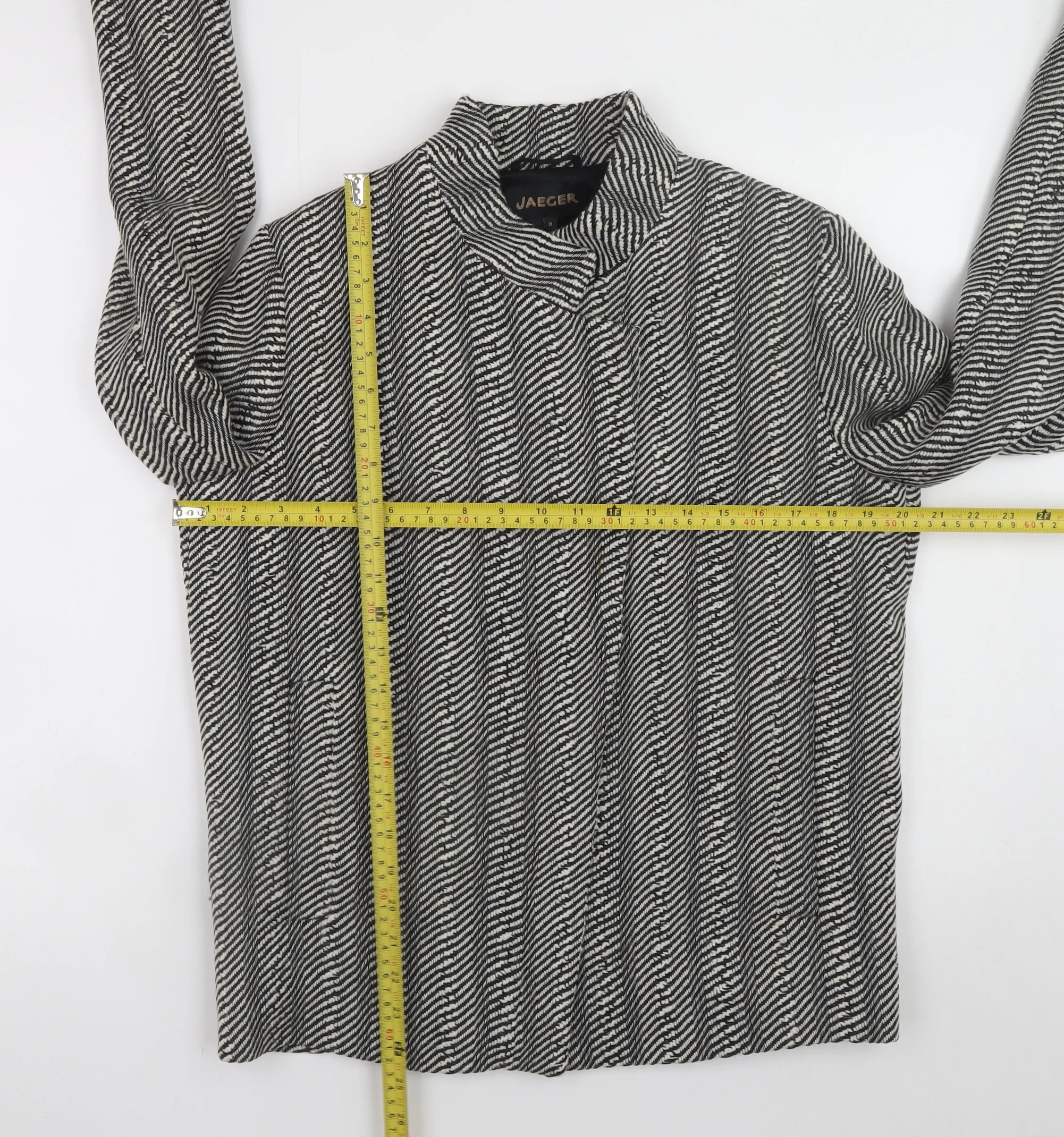 Jaeger Women's Black Wool Blend Geometric Jacket Size 8 - Image 2