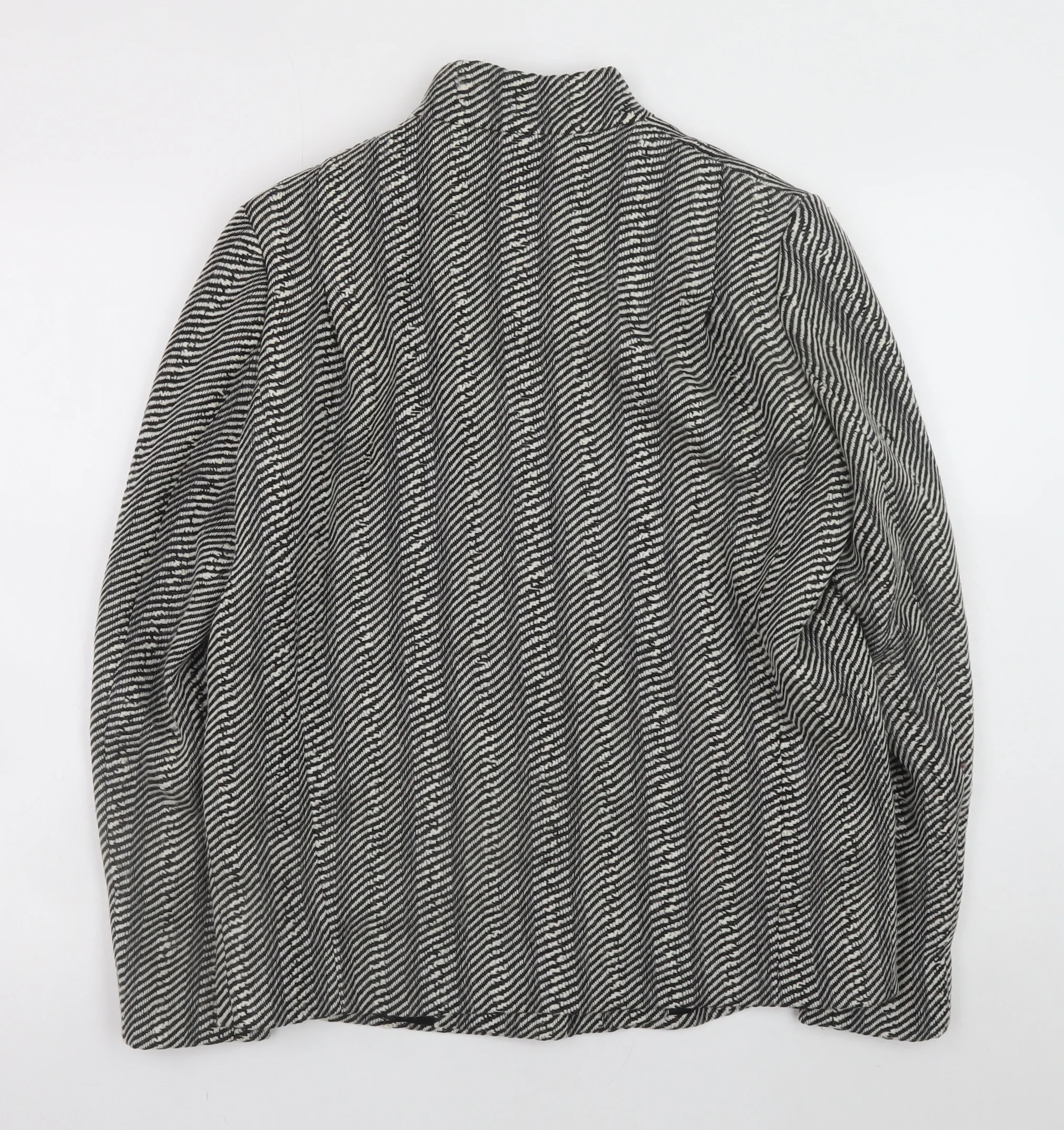 Jaeger Women's Black Wool Blend Geometric Jacket Size 8 - Image 3