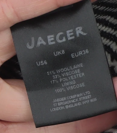 Jaeger Women's Black Wool Blend Geometric Jacket Size 8 - Image 4