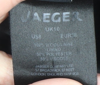 Jaeger Womens Black Wool Long Belted Coat UK 10 Medium Classic Style - Image 4