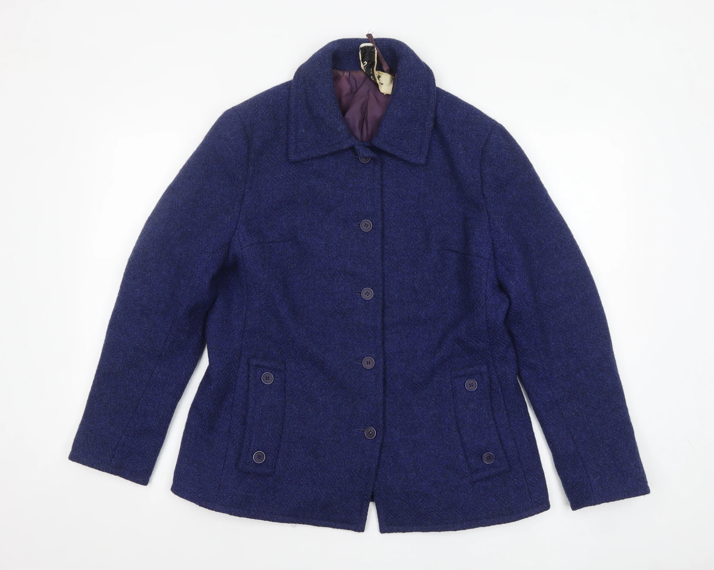 Jaeger Women's Blue Wool Mid-Length Overcoat Size 16