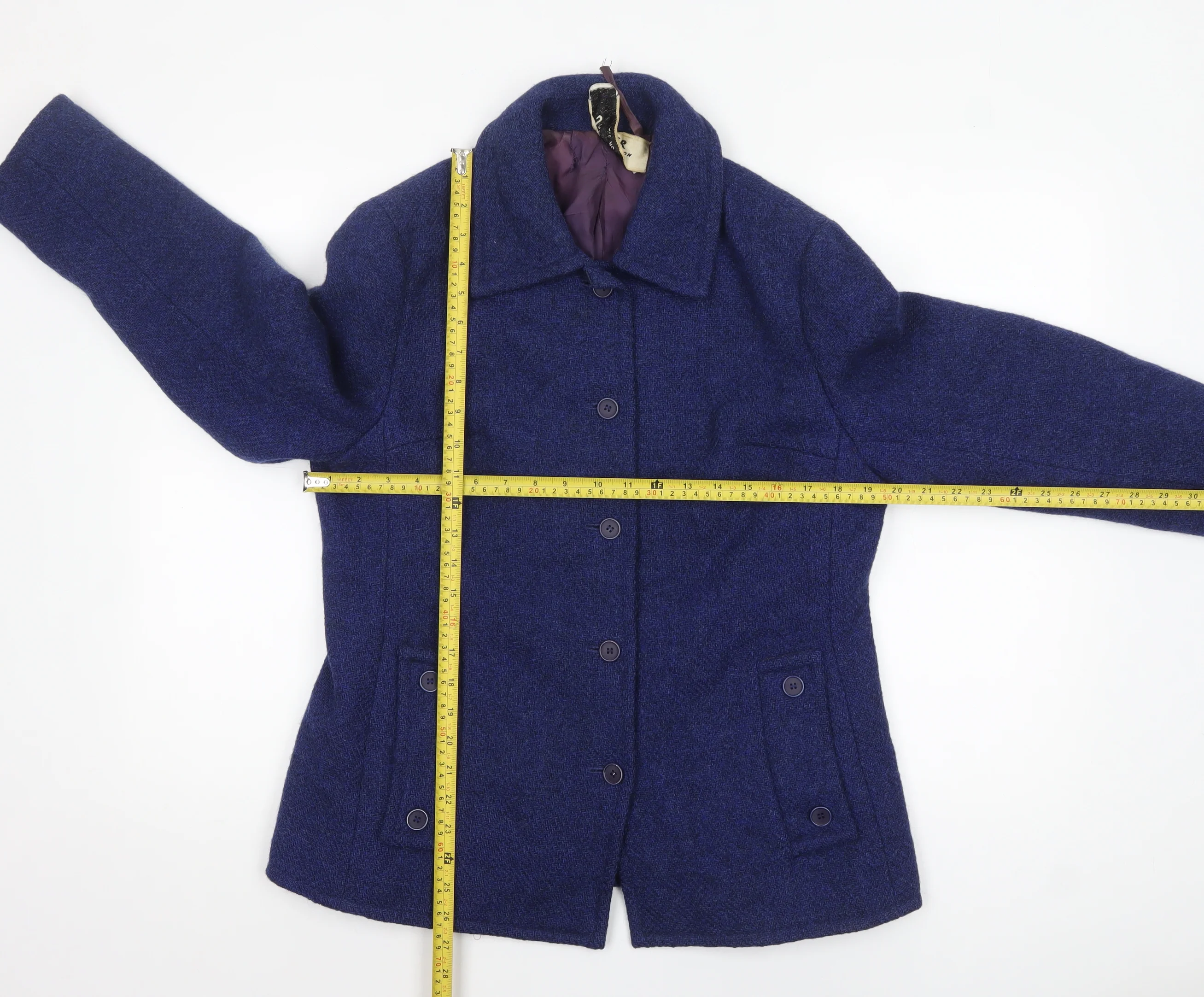 Jaeger Women's Blue Wool Mid-Length Overcoat Size 16 - Image 2