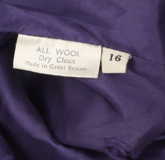 Jaeger Women's Blue Wool Mid-Length Overcoat Size 16 - Image 5