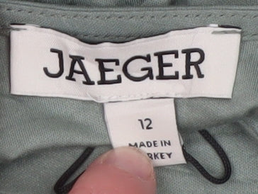 Jaeger Womens Green Cotton Stretch 3/4 Sleeve Scoop Neck Top Size 12 - Image 4