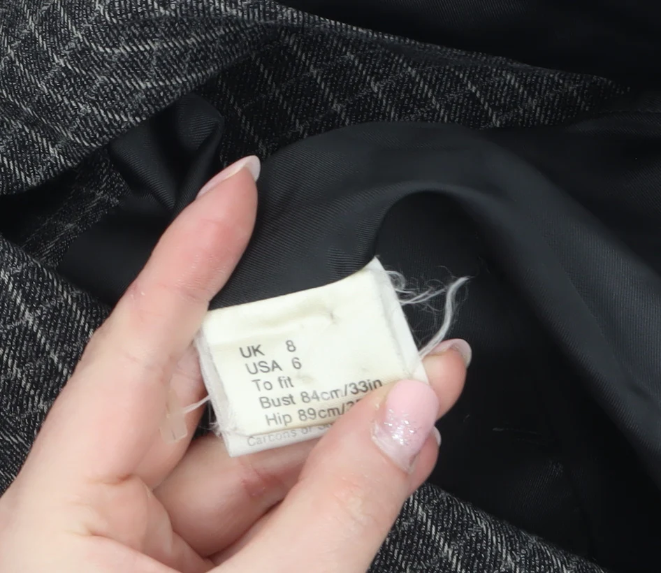 Jaeger Women's Grey Wool Checked Single-Breasted Blazer UK 8 - Image 4