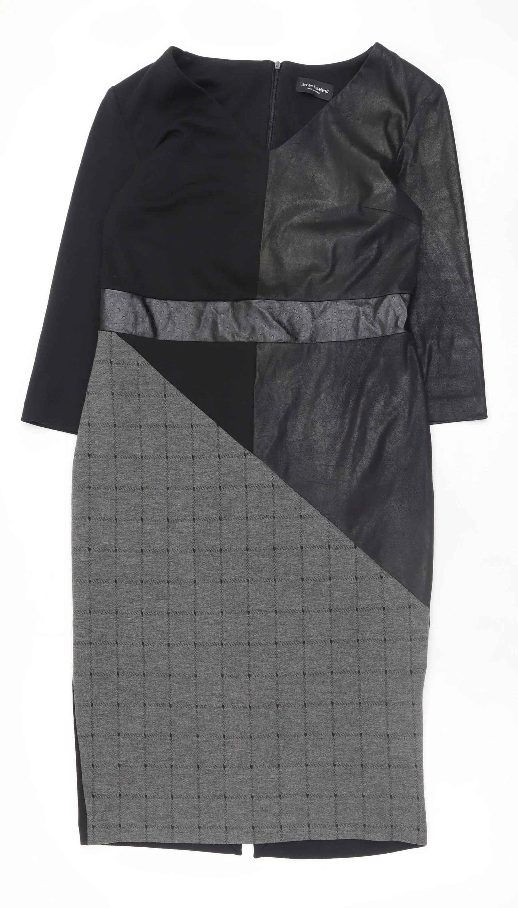 James Lakeland Women’s Black Sheath Dress Size 12 V-Neck Stretch