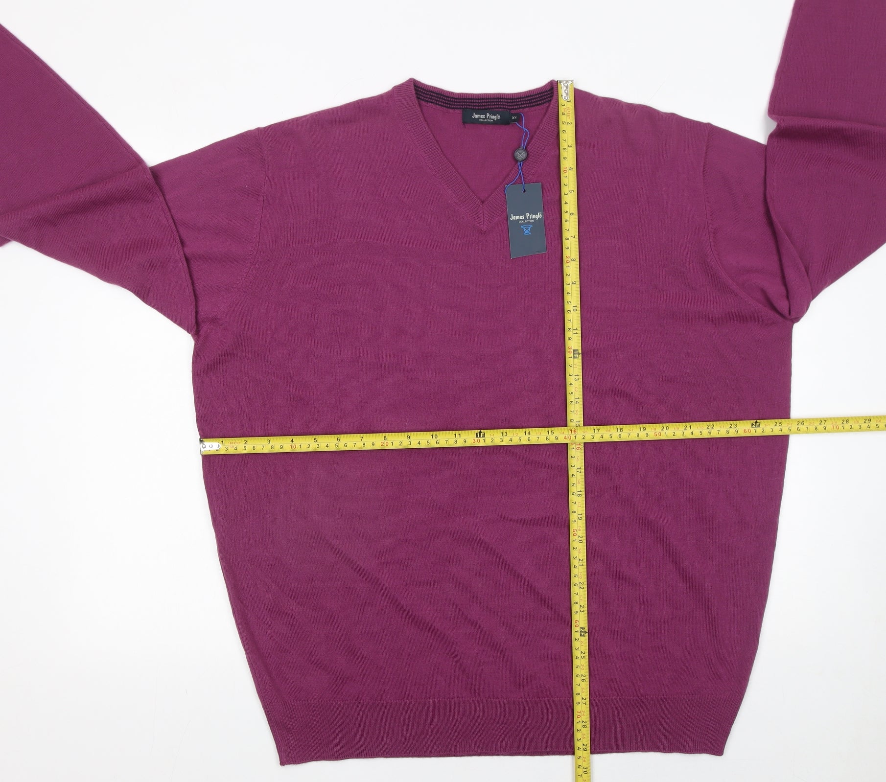 James Pringle Men’s Purple 2XL V-Neck Acrylic Pullover Jumper - Image 2