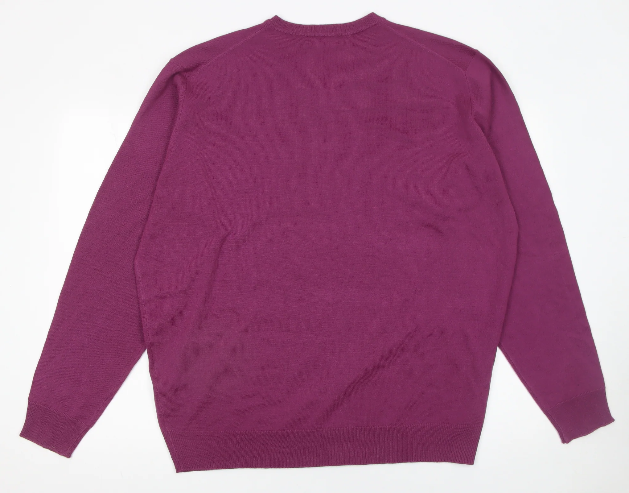 James Pringle Men’s Purple 2XL V-Neck Acrylic Pullover Jumper - Image 3