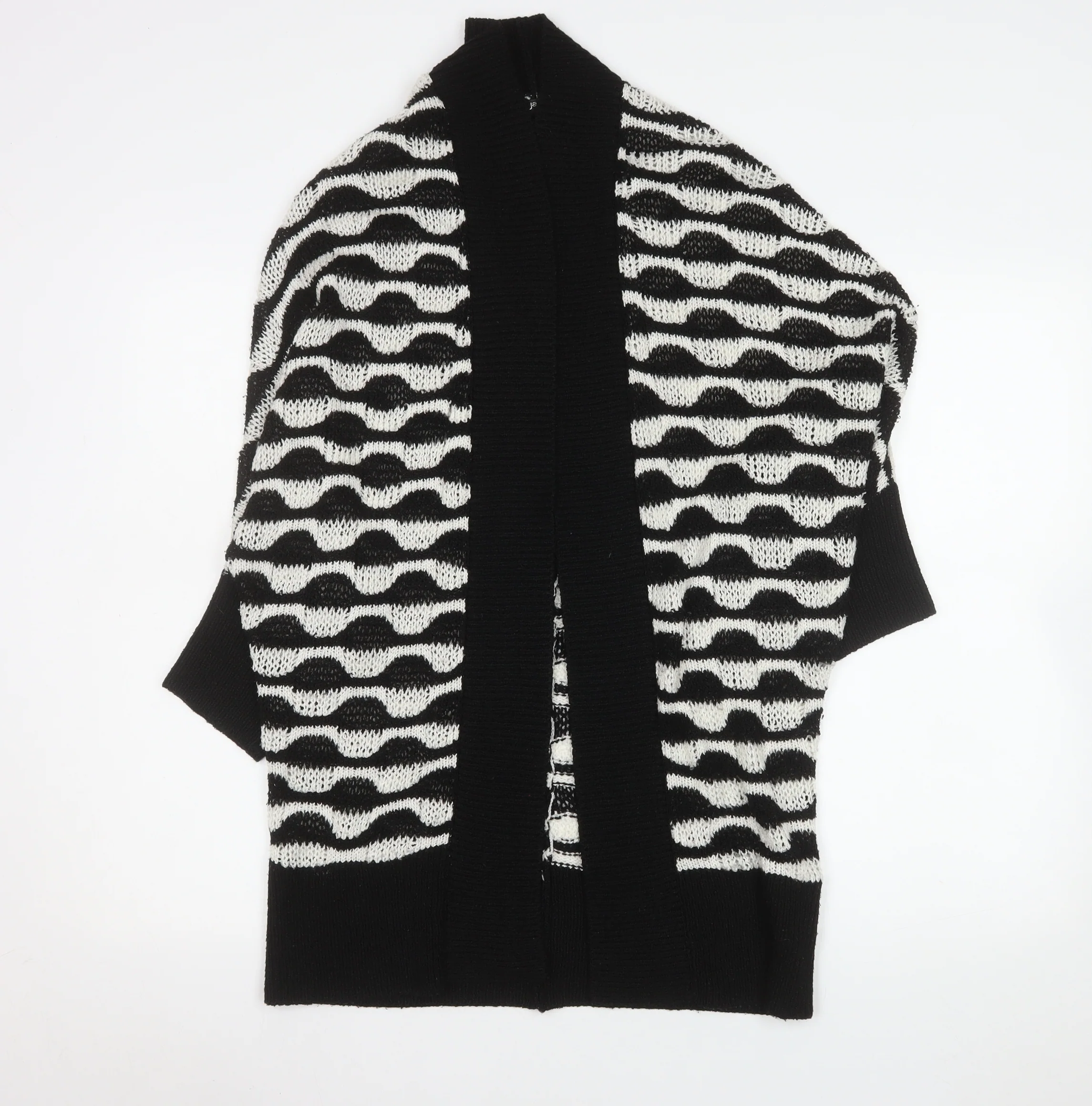 Jane Norman Womens Black & White Knit Cardigan M Relaxed Fit
