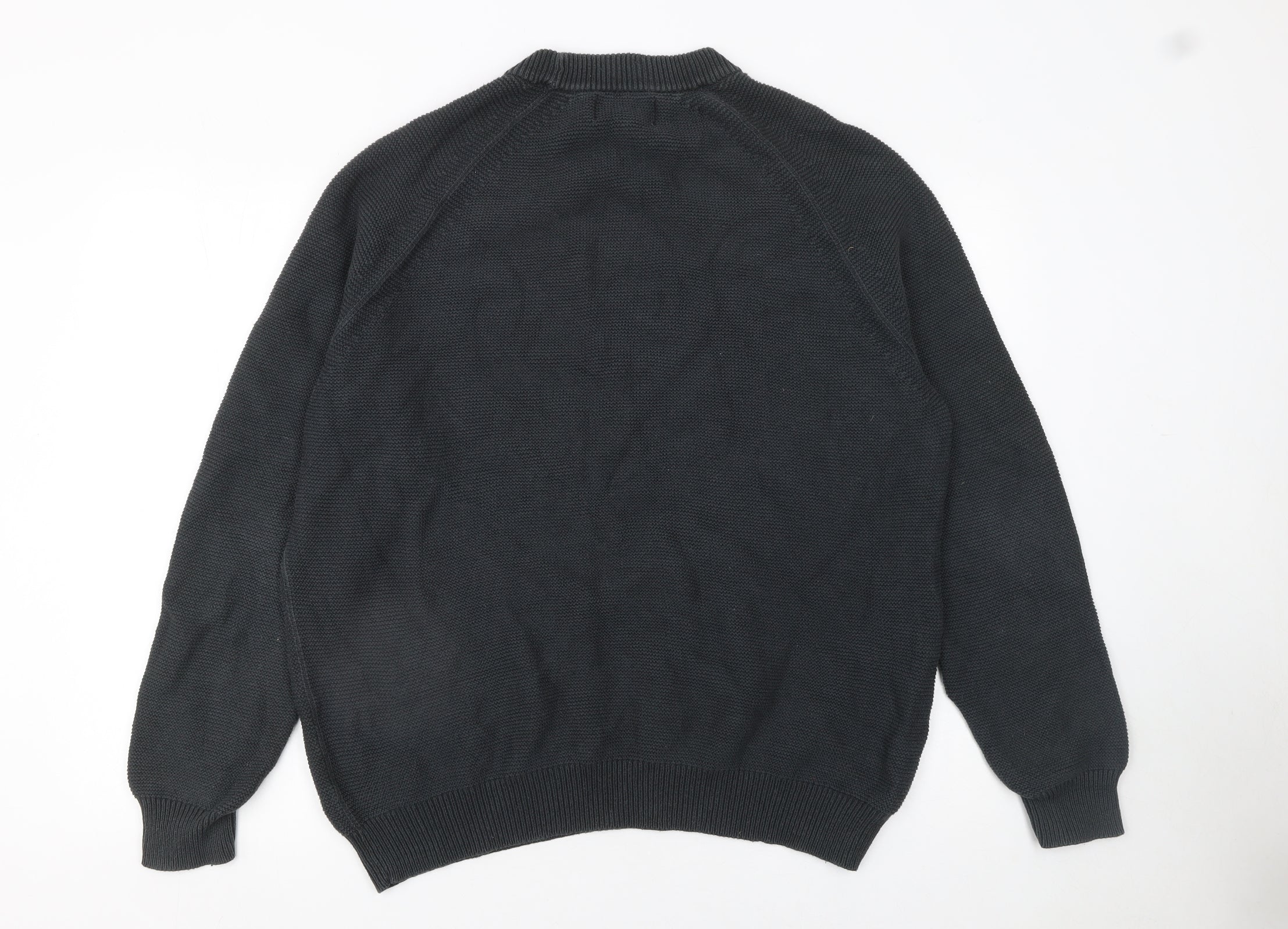 Jasper Conran Men’s Black Cotton Knit Crew Neck Jumper XL - Image 3