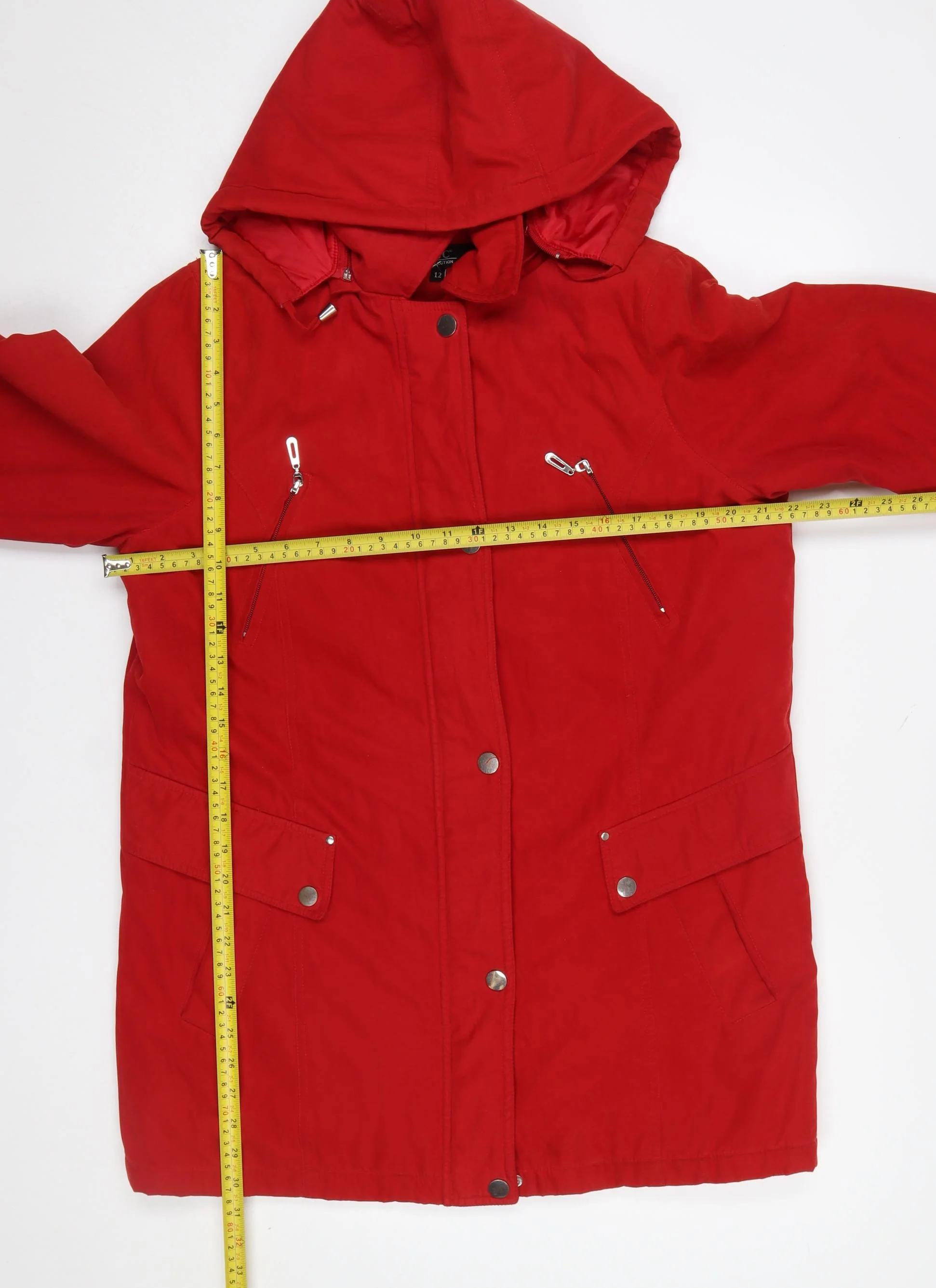 JBC Collection Women’s Red Hooded Parka Jacket Size 12 Long Sleeve - Image 2