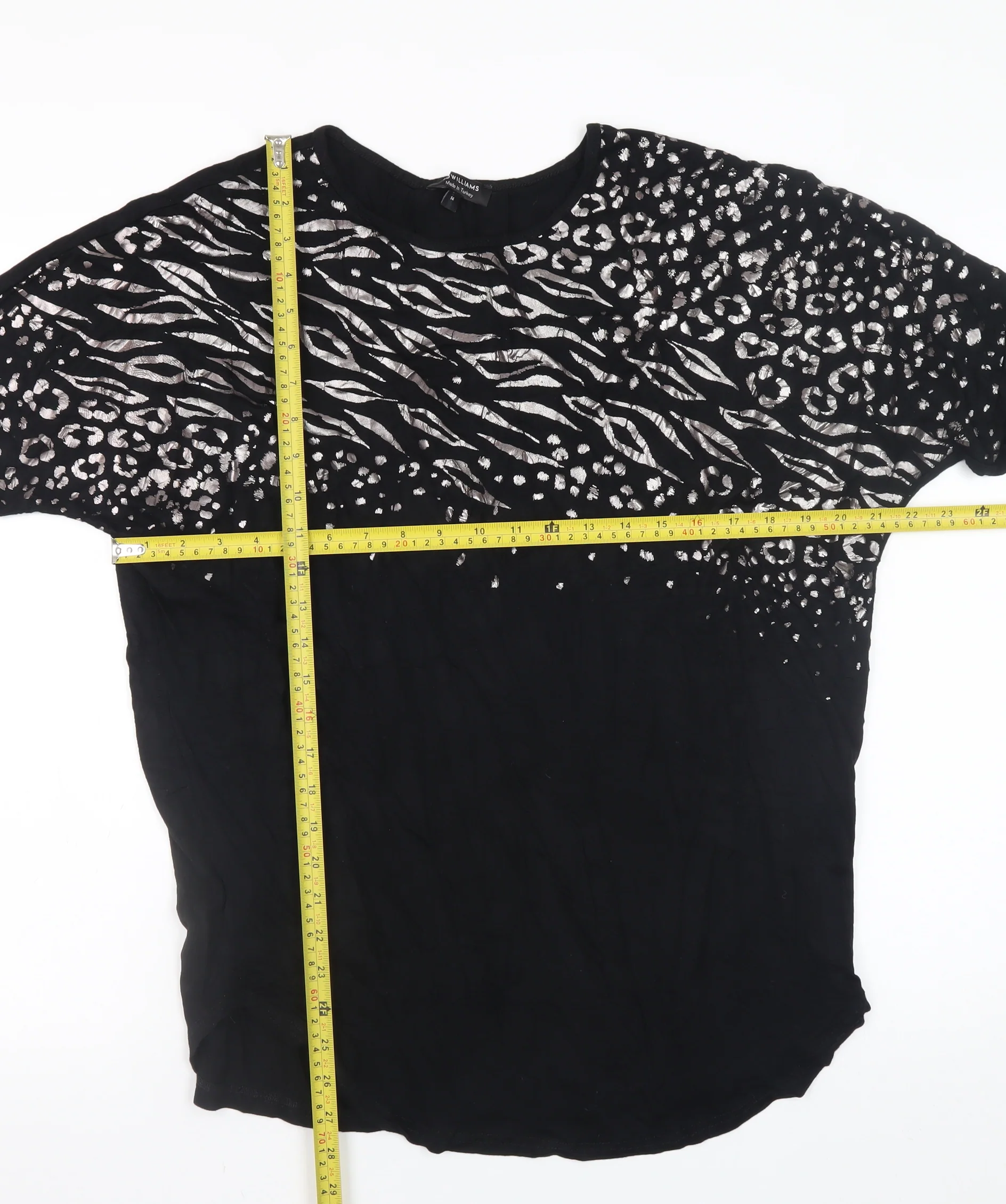 JD Williams Women Black Animal Print Tunic Blouse Size 14 - Image 2