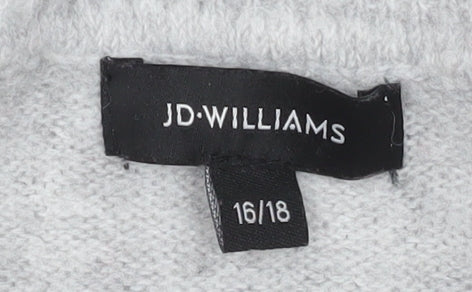 JD Williams Women Grey Cardigan Size 16/18 Button Front Ruffle Collar Knit - Image 4