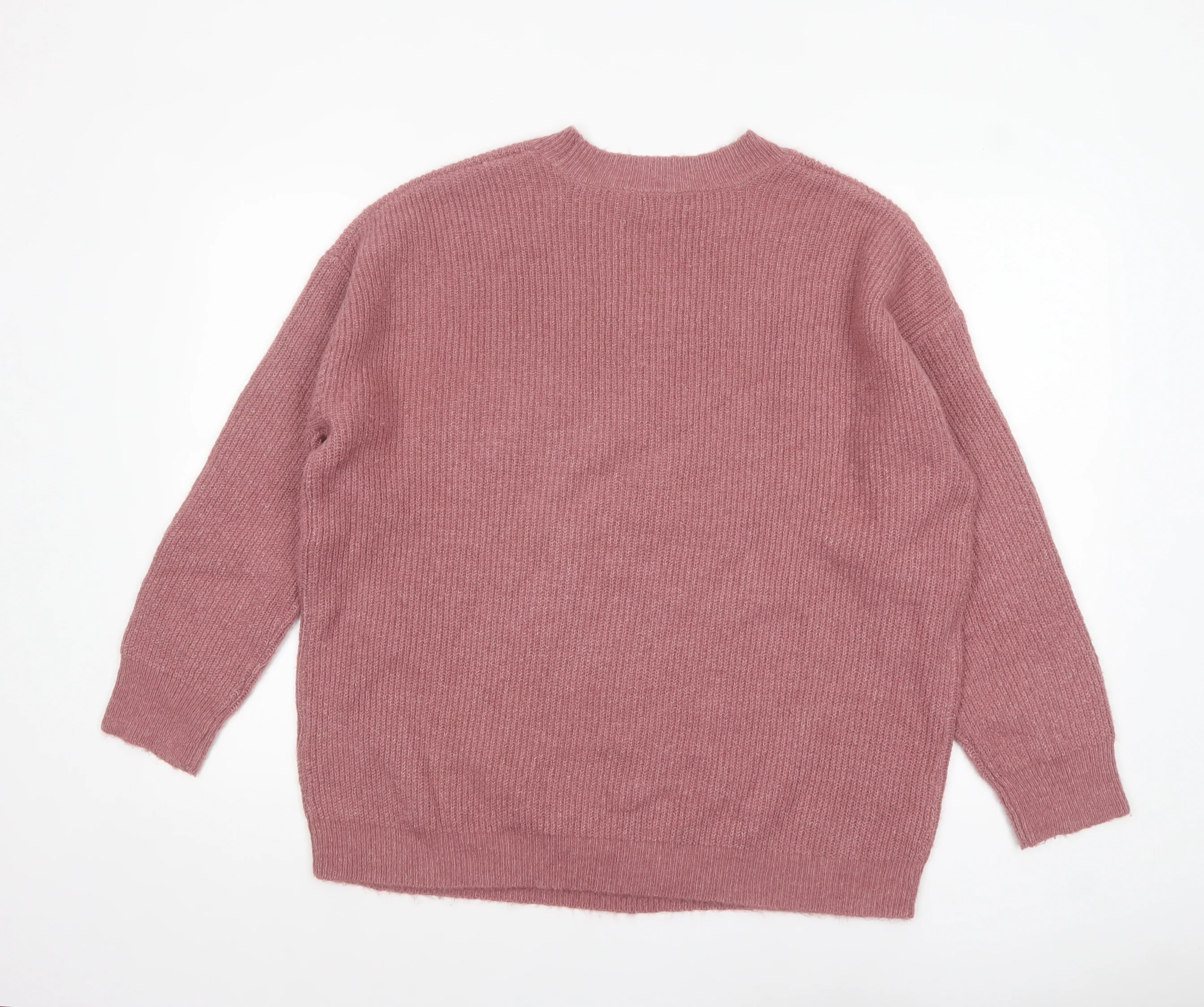 JD Williams Women’s Pink V-Neck Chunky Knit Jumper Size 16 - Image 3