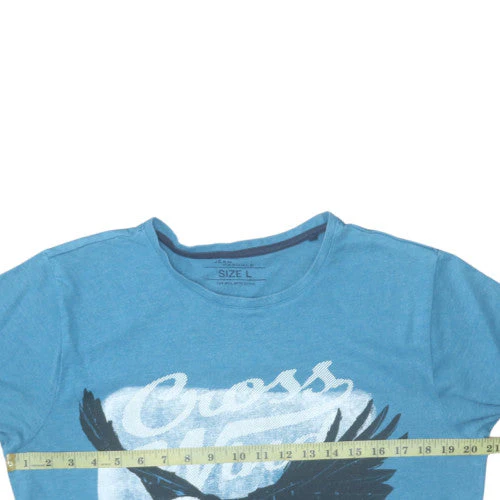 Jean Pascale Men’s Blue Graphic Eagle Crew Neck T-Shirt Size L - Image 2