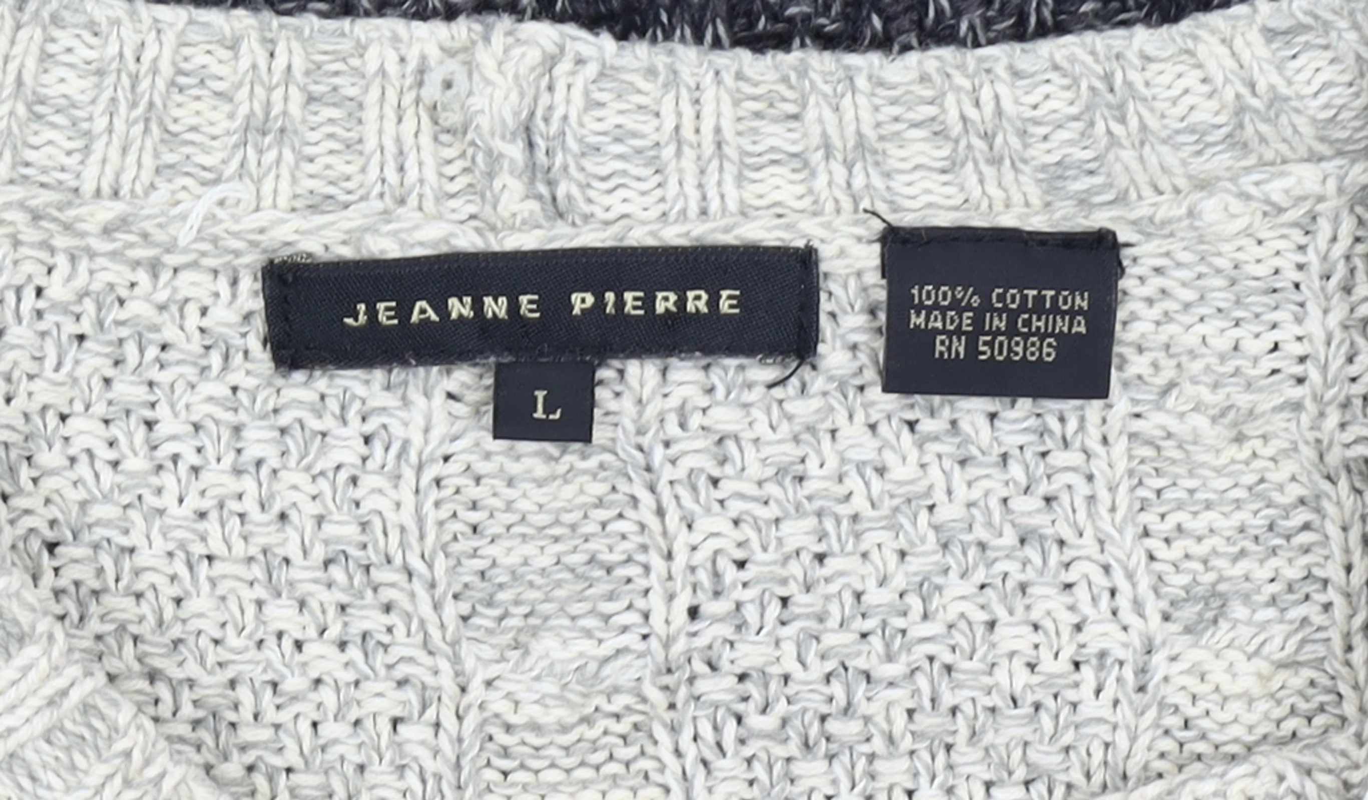 Jeanne Pierre Women's Grey Cable-Knit Long Sleeve Cotton Jumper Size L - Image 4