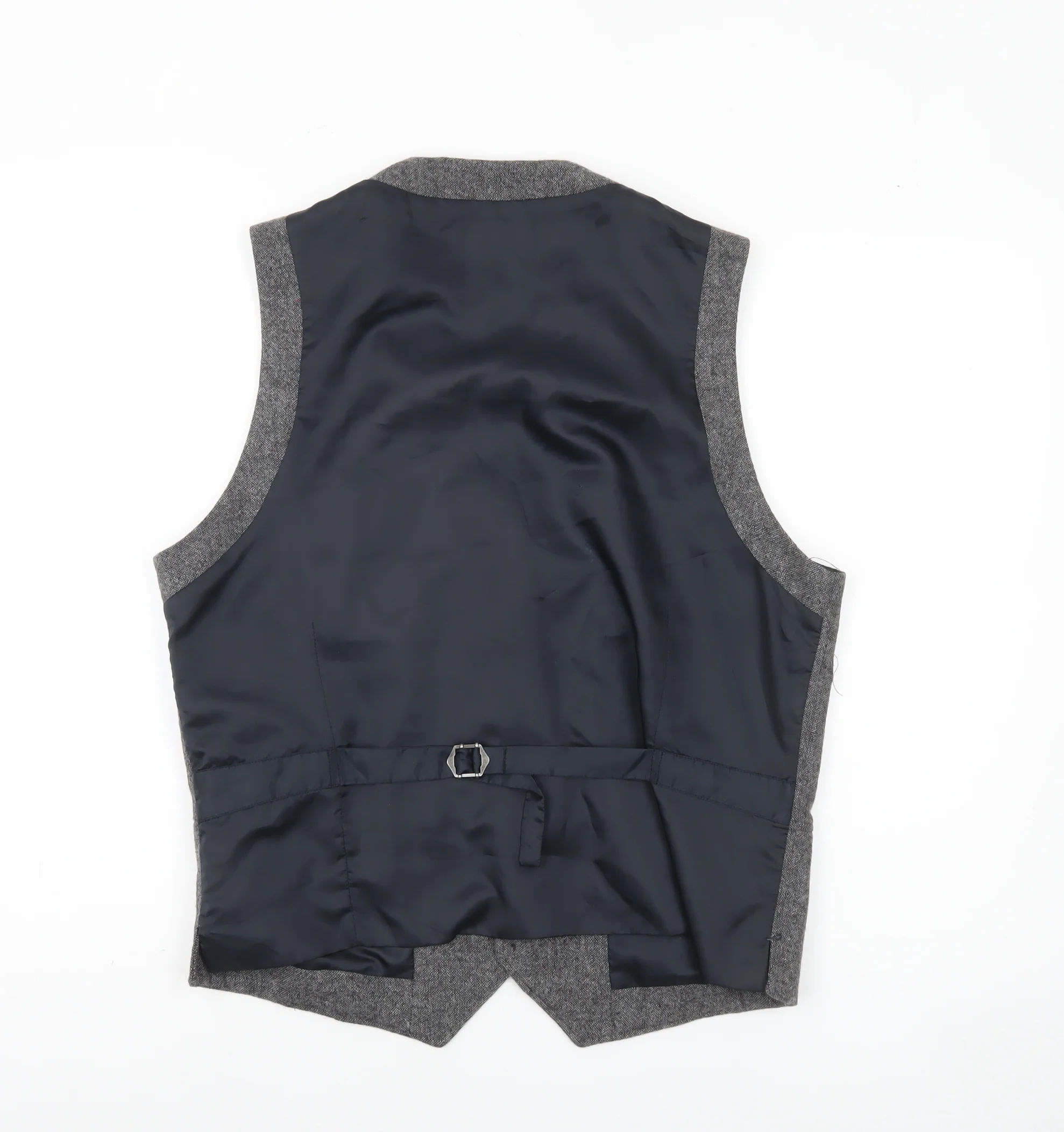 Jeff Banks Men Grey Wool Blend Tweed Waistcoat Size 42 Regular - Image 3