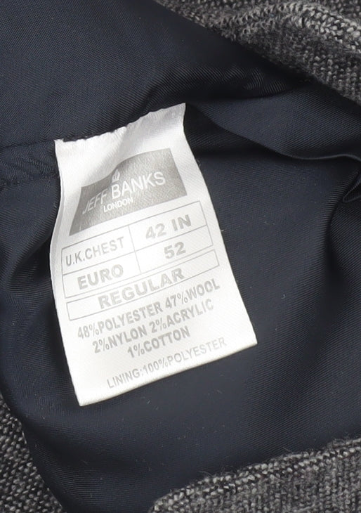 Jeff Banks Men Grey Wool Blend Tweed Waistcoat Size 42 Regular - Image 4