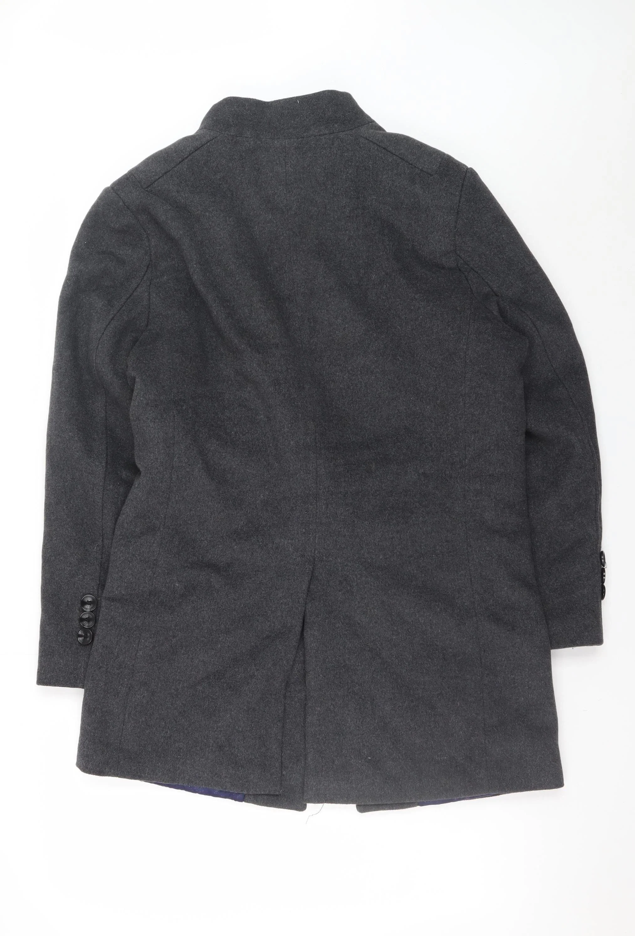 JIANYI Men's Grey Wool Blend Mid-Length Overcoat M - Image 3