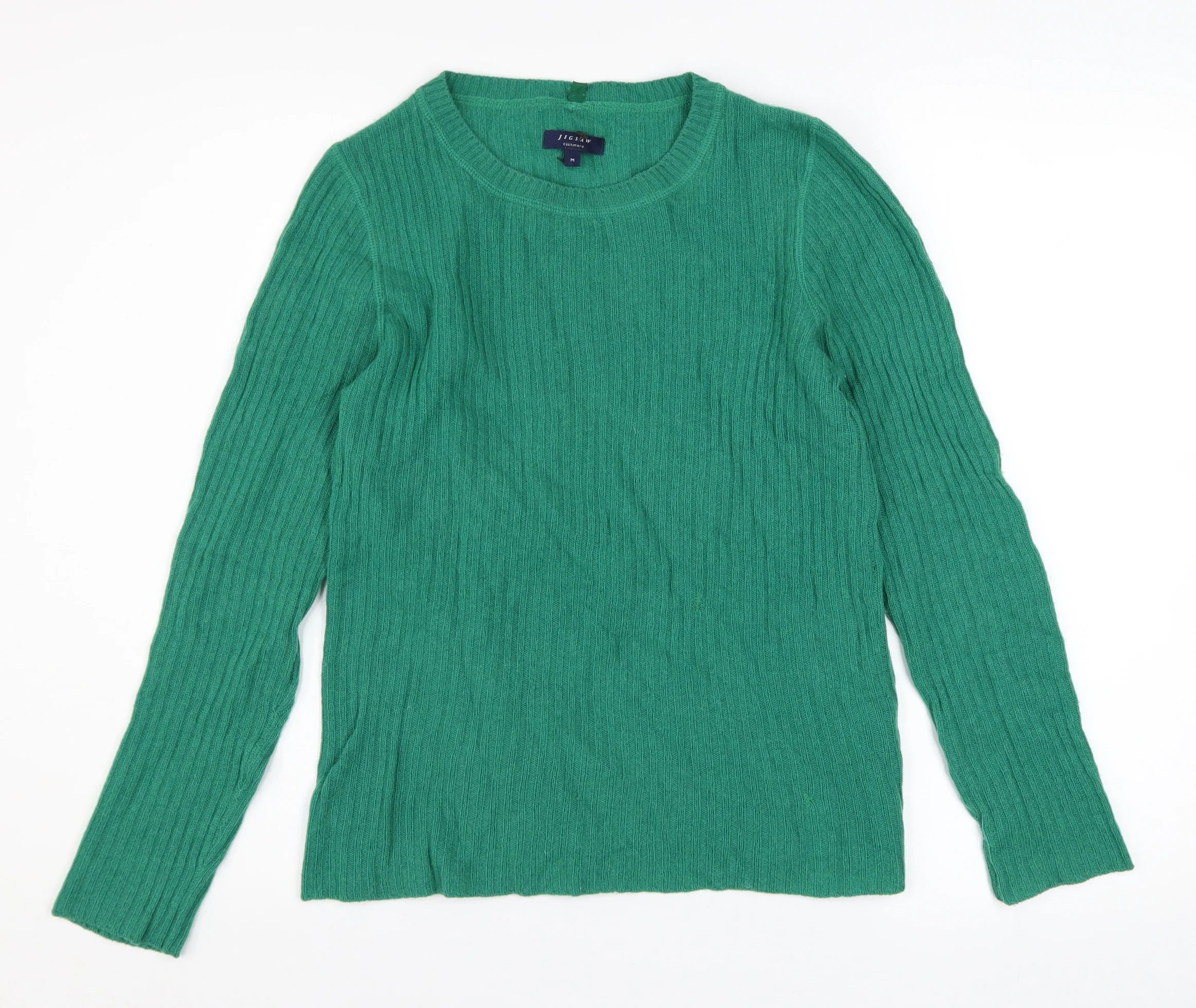 Jigsaw Women Green Cashmere Crew Neck Long Sleeve Pullover Jumper M