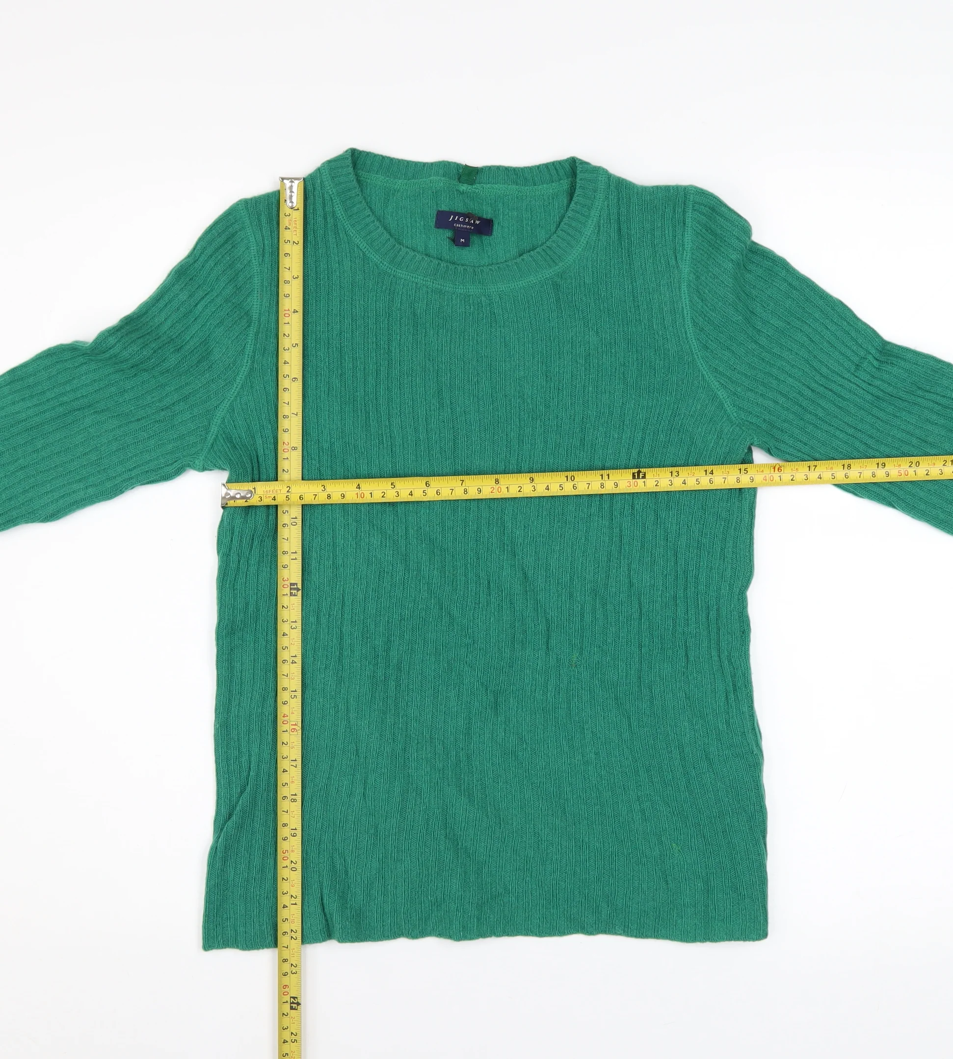 Jigsaw Women Green Cashmere Crew Neck Long Sleeve Pullover Jumper M - Image 2