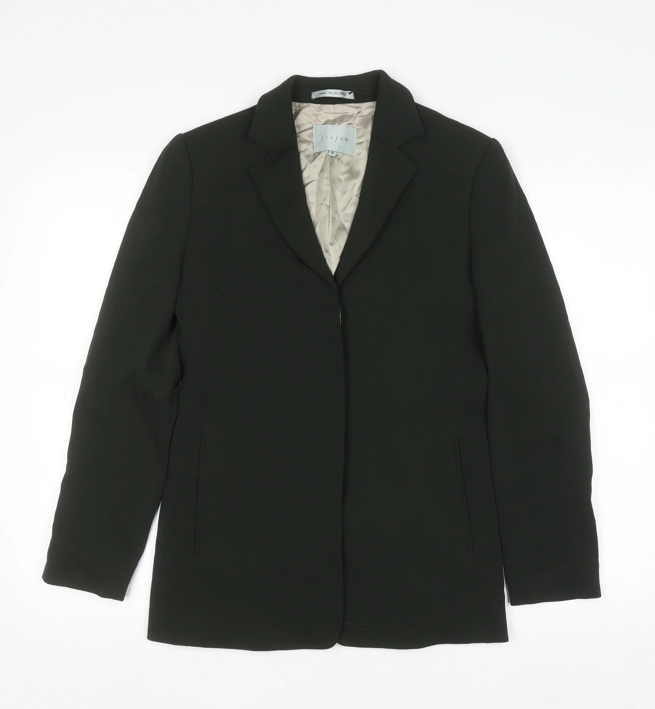 Jigsaw Women's Black Wool Blend Blazer Jacket Size 8 Classic Lined