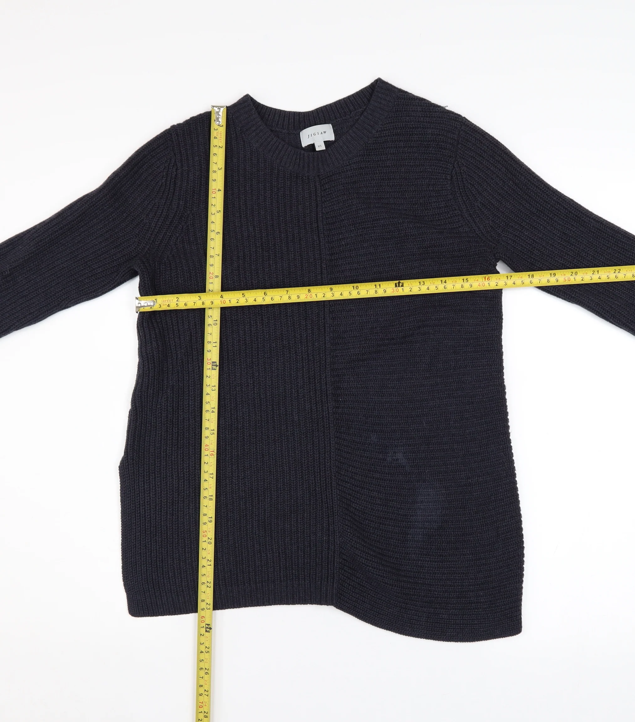 Jigsaw Womens Black Wool Blend Chunky Knit Pullover Jumper XS - Image 2