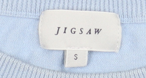 Jigsaw Women's Blue Polka Dot Cotton Crew Neck Jumper Size S - Image 4