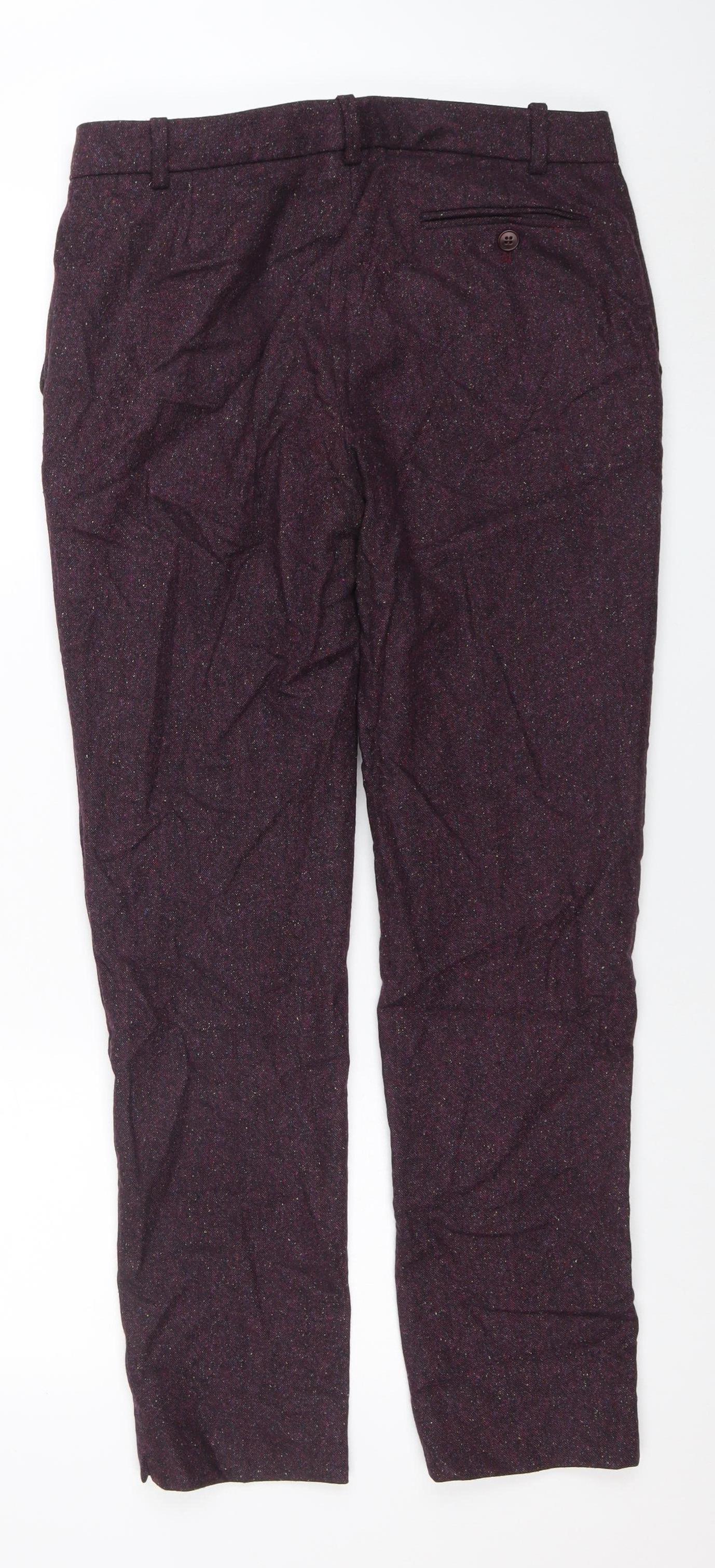 Jigsaw Women's Purple Wool Blend Tweed Straight Trousers UK 10 - Image 3