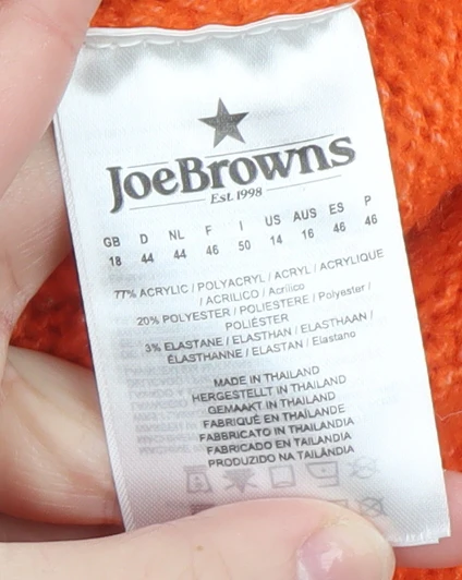 Joe Browns Women's Orange V-Neck Pullover Jumper Size 18 - Image 4