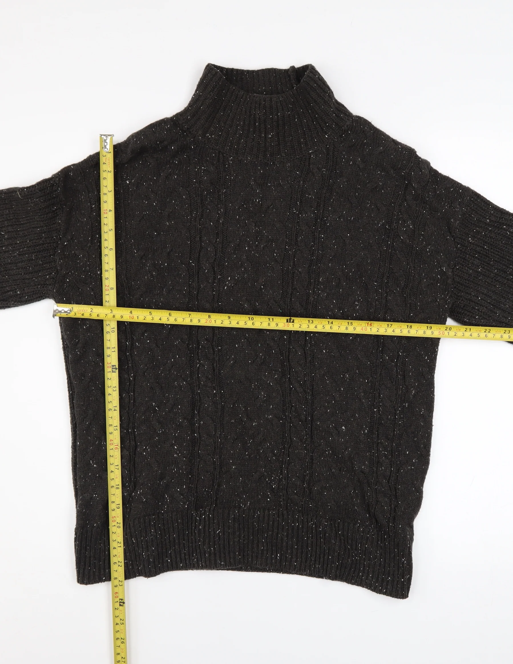 Joe Fresh Men’s Black Cable-Knit Mock Neck Jumper Size M - Image 2
