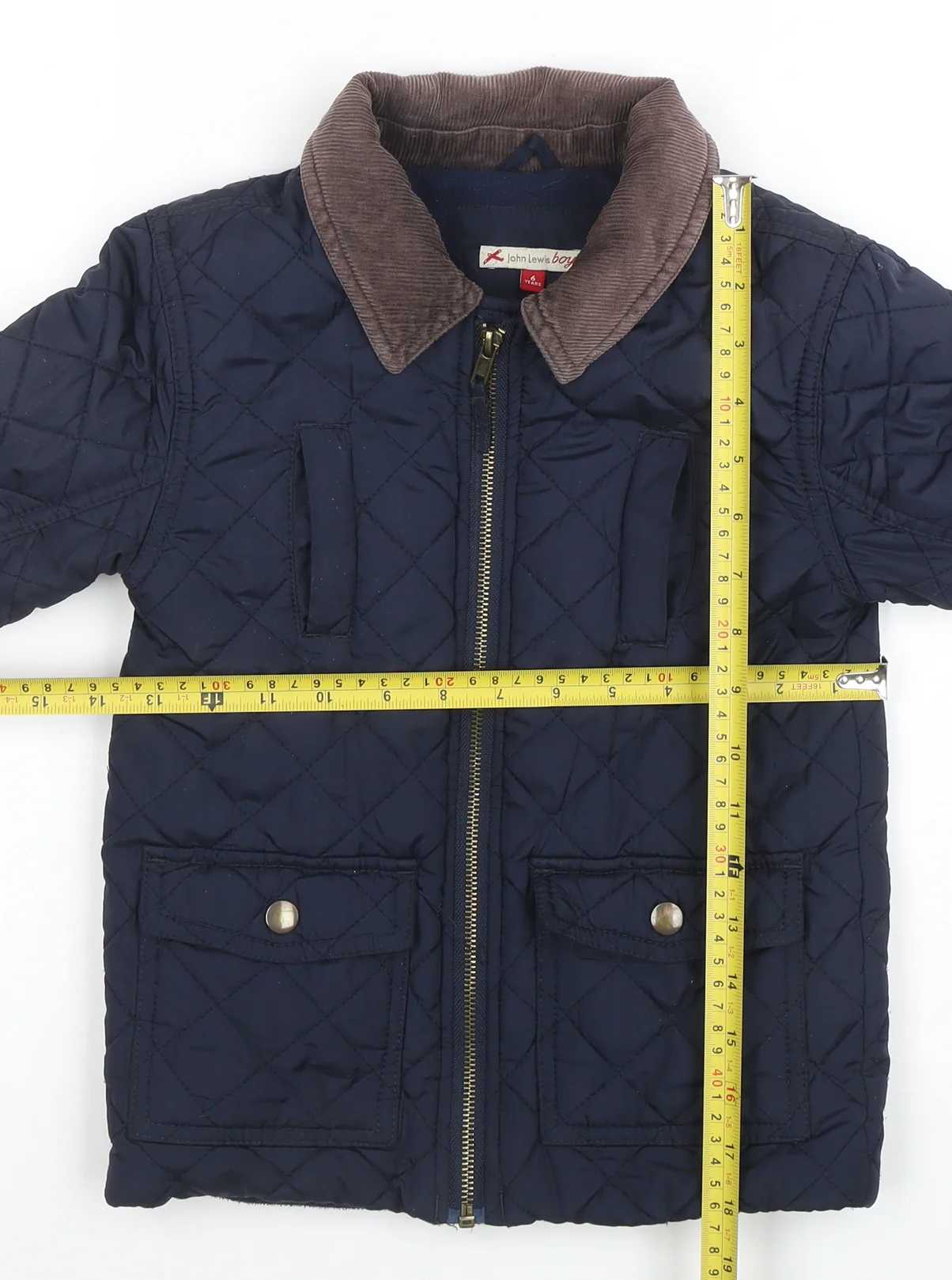 John Lewis Boys Blue Quilted Jacket 6 Years Polyester Lined Autumn Winter - Image 2