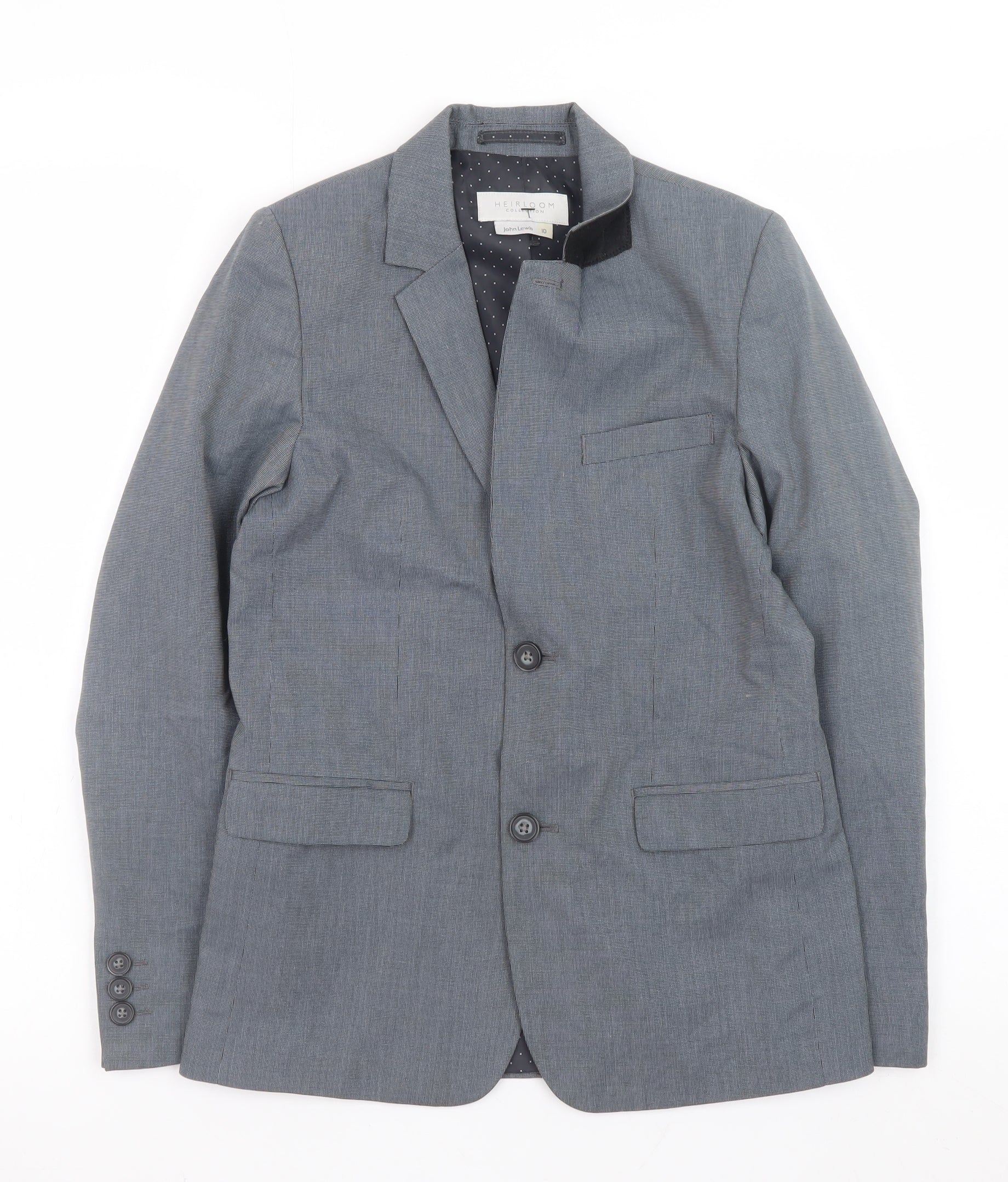 John Lewis Boys Grey Single Breasted Blazer 10 Years Regular Fit Formal Jacket
