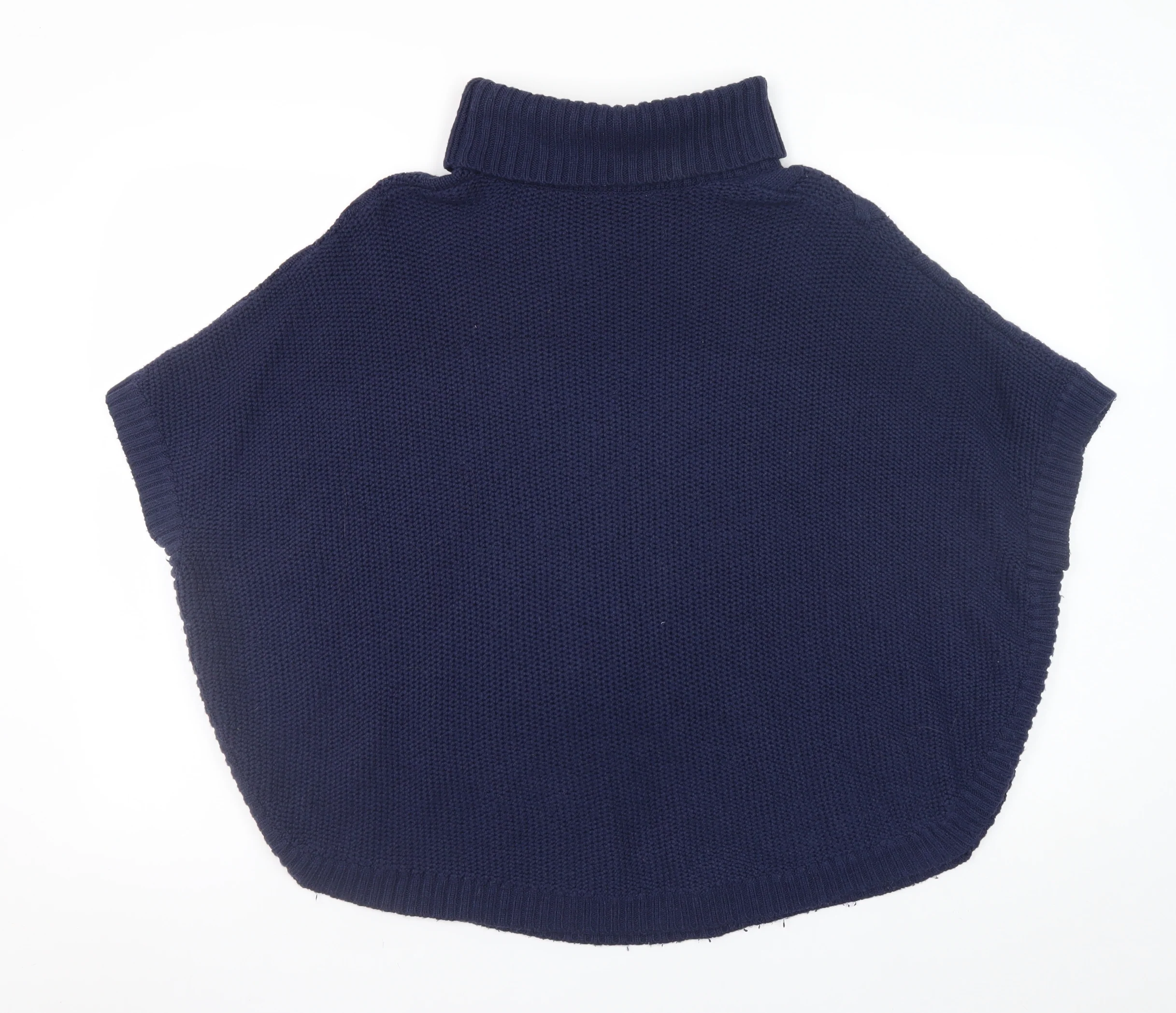 John Lewis Girls Navy Cable Knit Cape 13-14 Years Acrylic Blend - Image 3