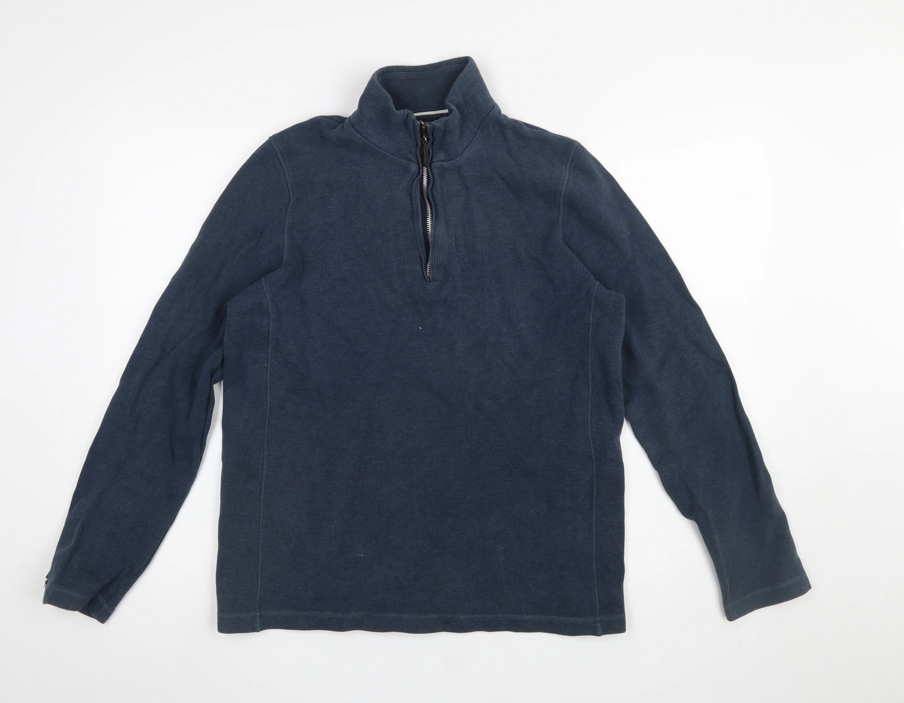 John Lewis Men’s Blue Cotton 1/4 Zip High Neck Sweatshirt M