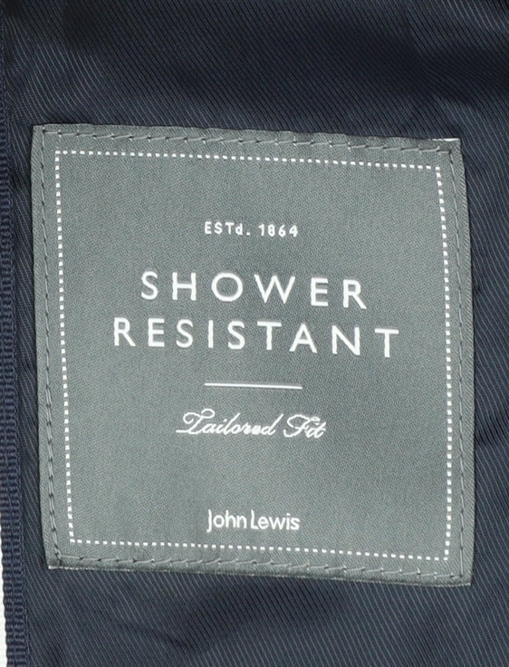 John Lewis Mens Blue M Shower Resistant Classic Rain Coat - Image 4