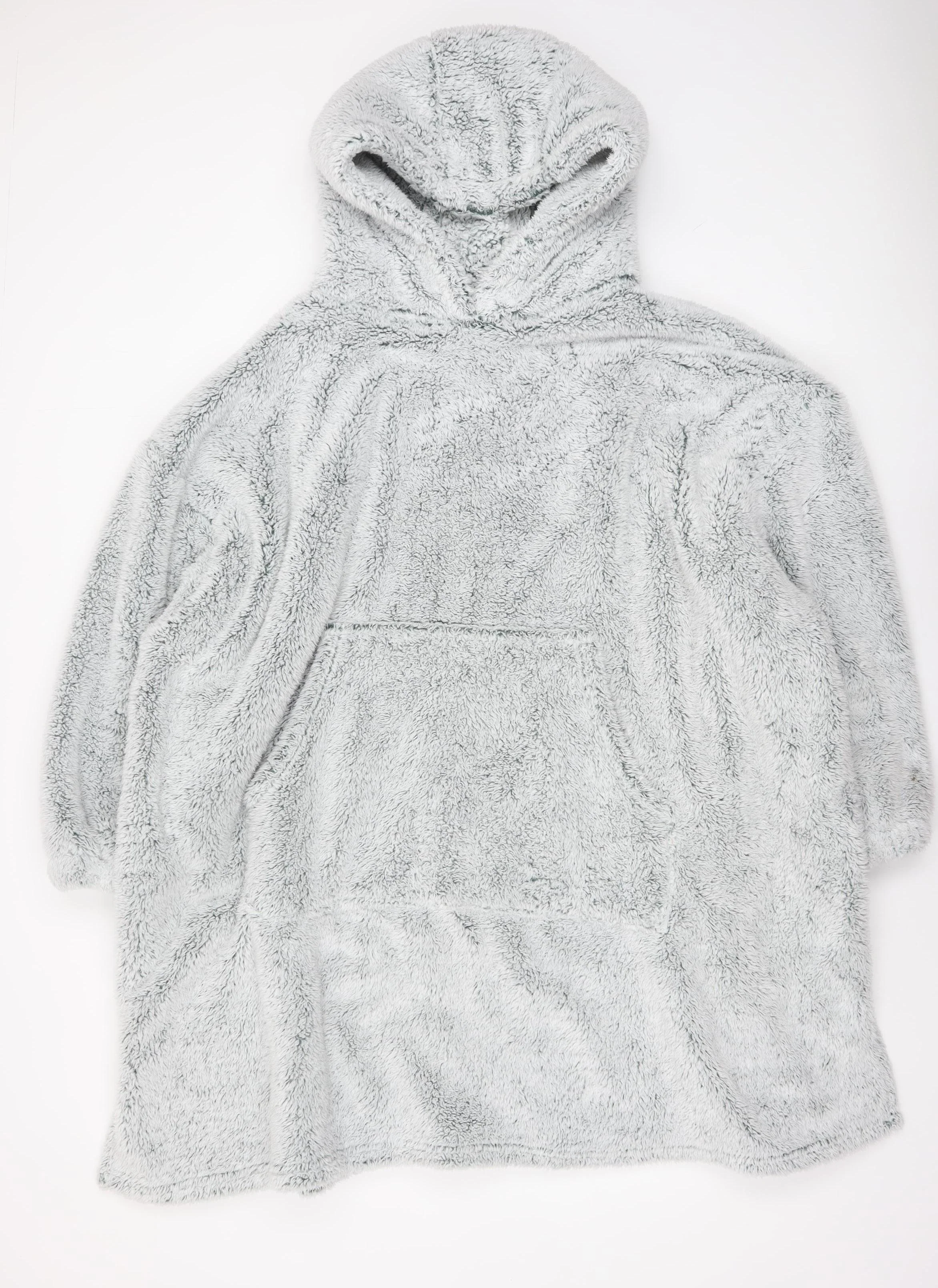 John Lewis & Partners Grey Hooded Fleece Robe Men’s One Size