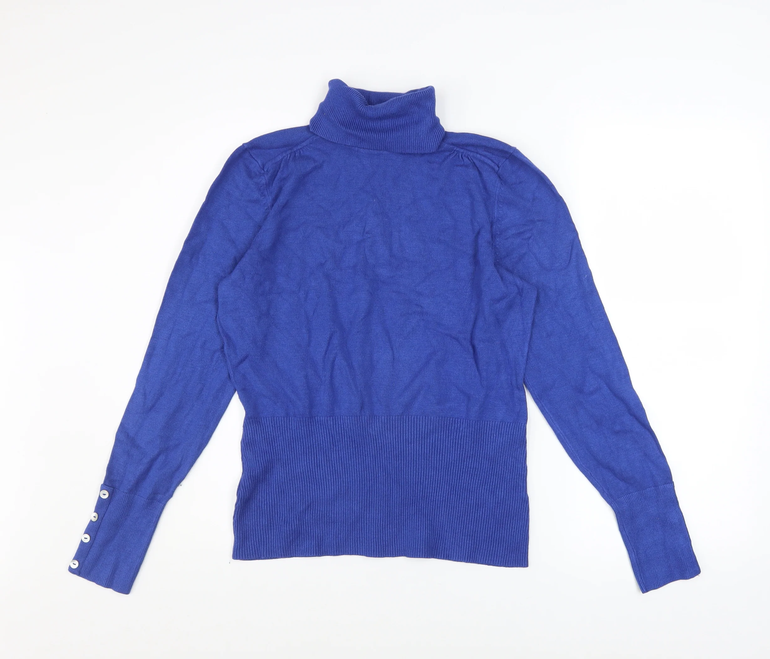 John Lewis Women Blue Roll Neck Long Sleeve Pullover Jumper Size 14