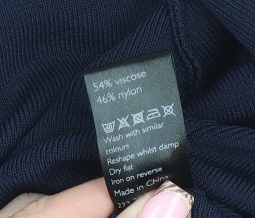 John Lewis Women Blue Size 12 Open Knit Long Sleeve Cardigan - Image 4
