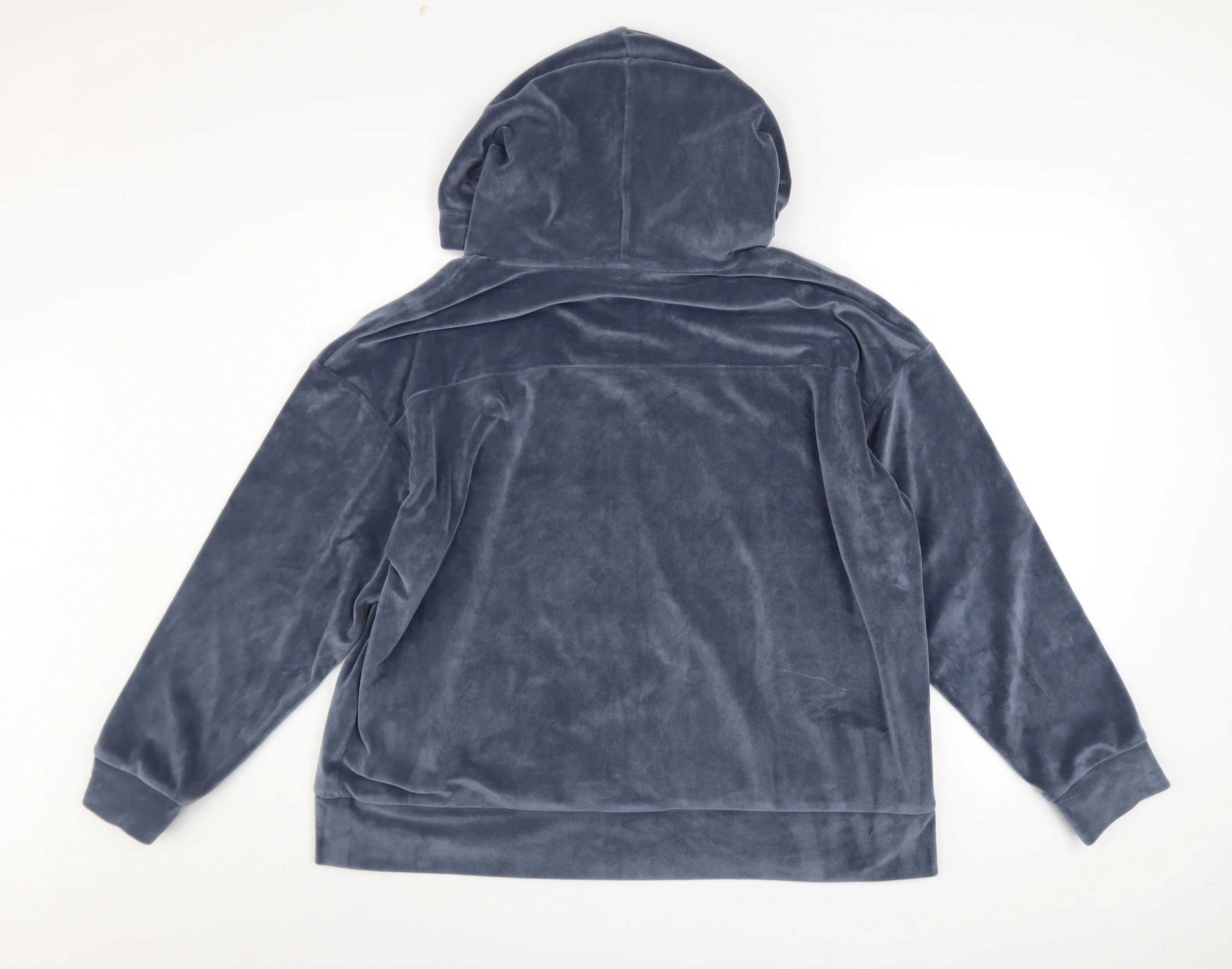 John Lewis Women Blue Velour Pullover Hoodie Size 16 - Image 3