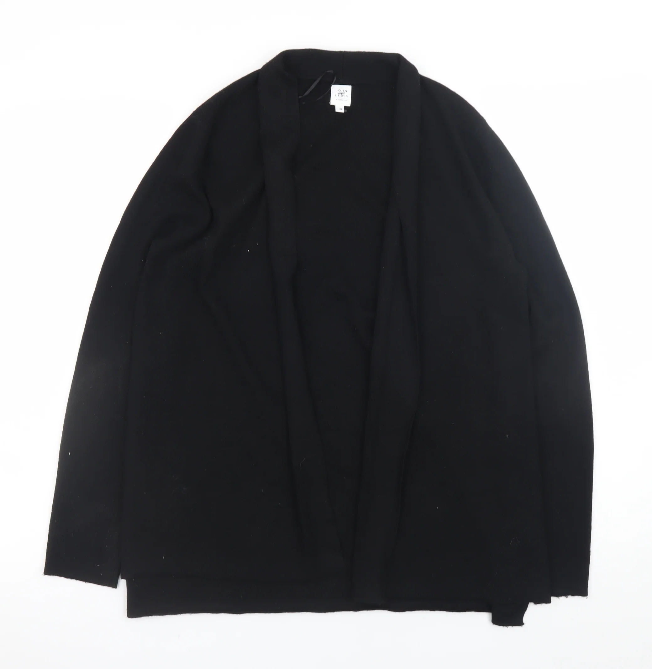 John Lewis Womens Black Size 10 Open Knit Long Sleeve Cardigan