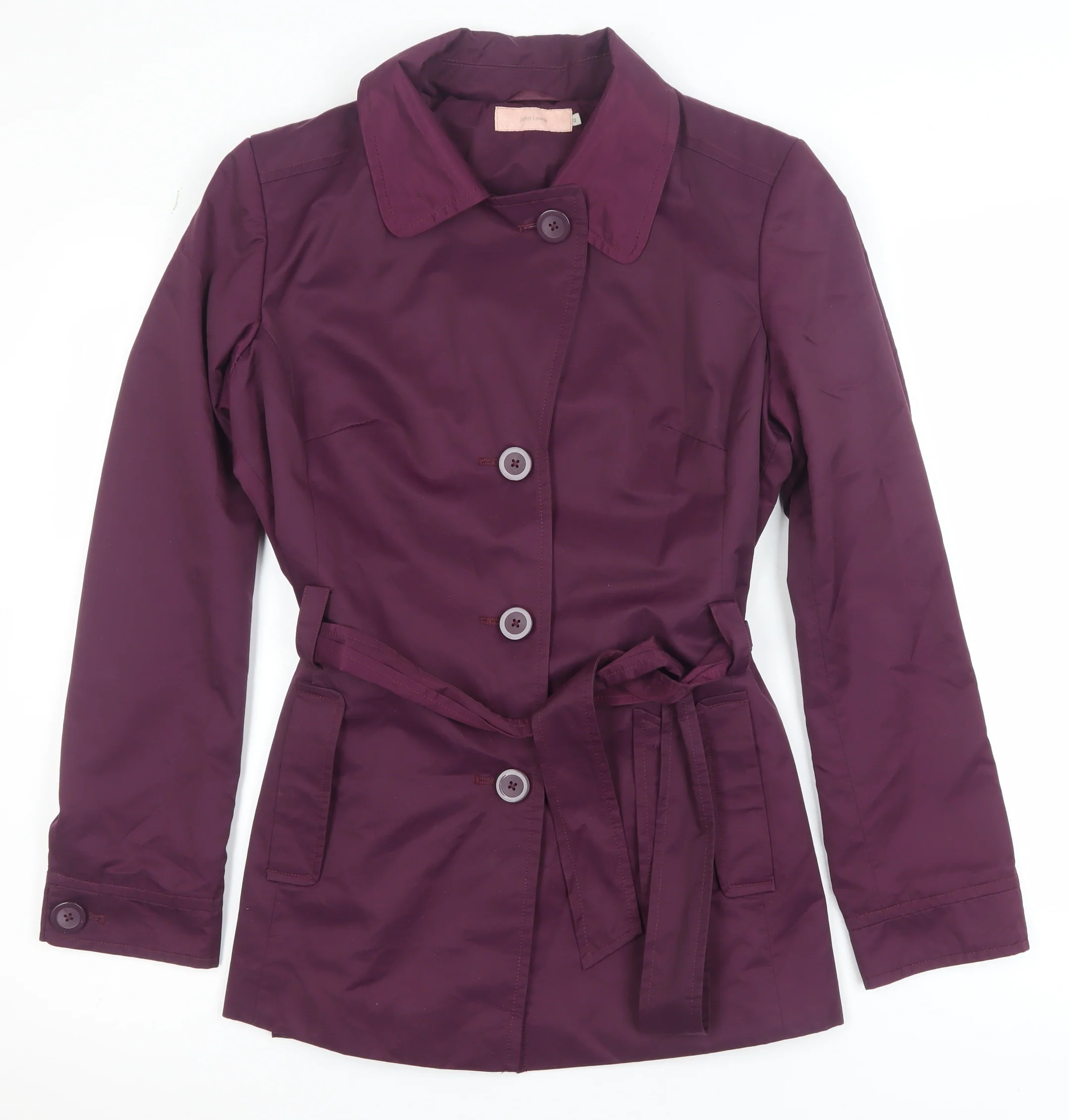 John Lewis Women's Purple Belted Trench Coat Size 12