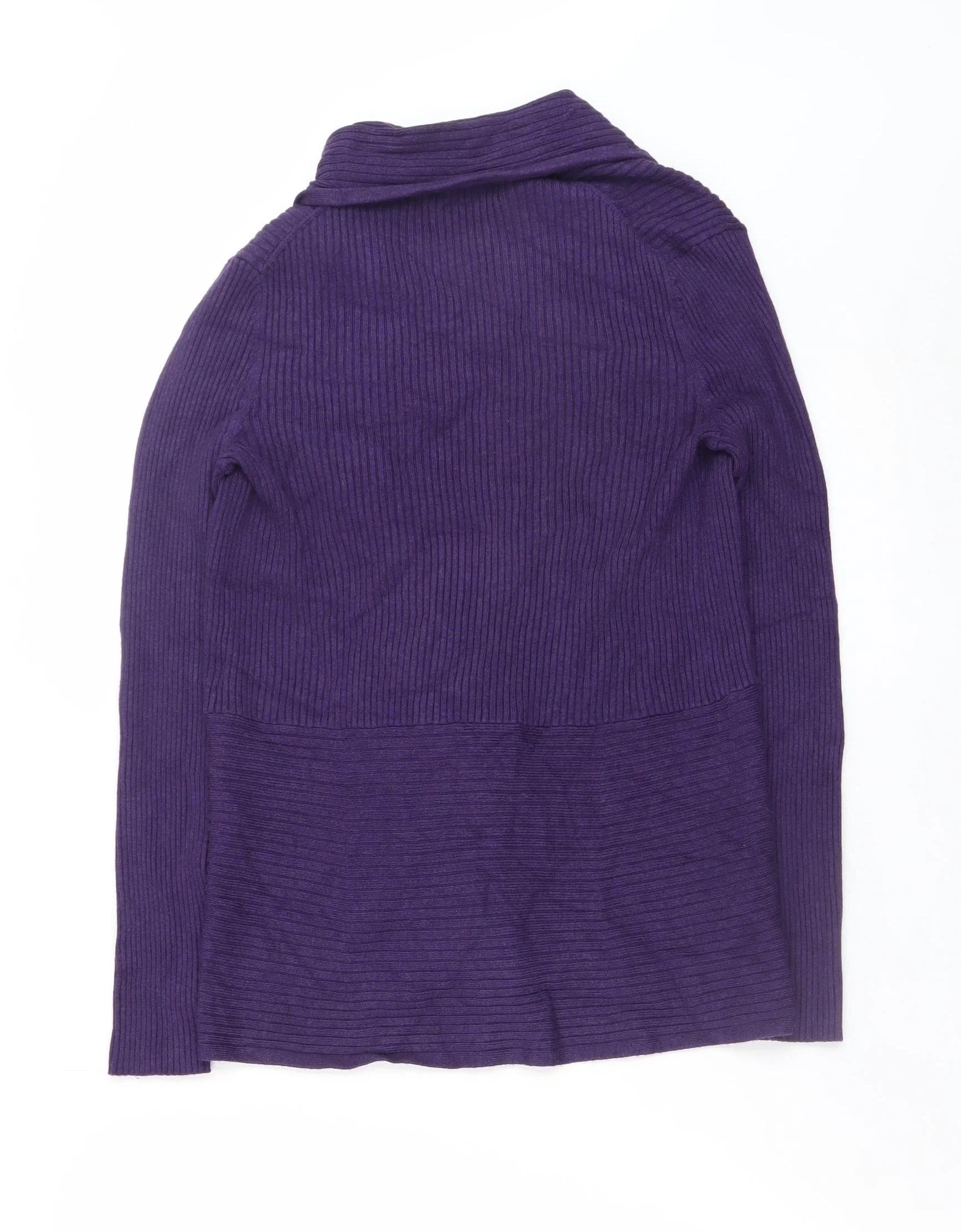 John Lewis Women's Purple Ribbed Long Sleeve Open Cardigan Size 10 - Image 3